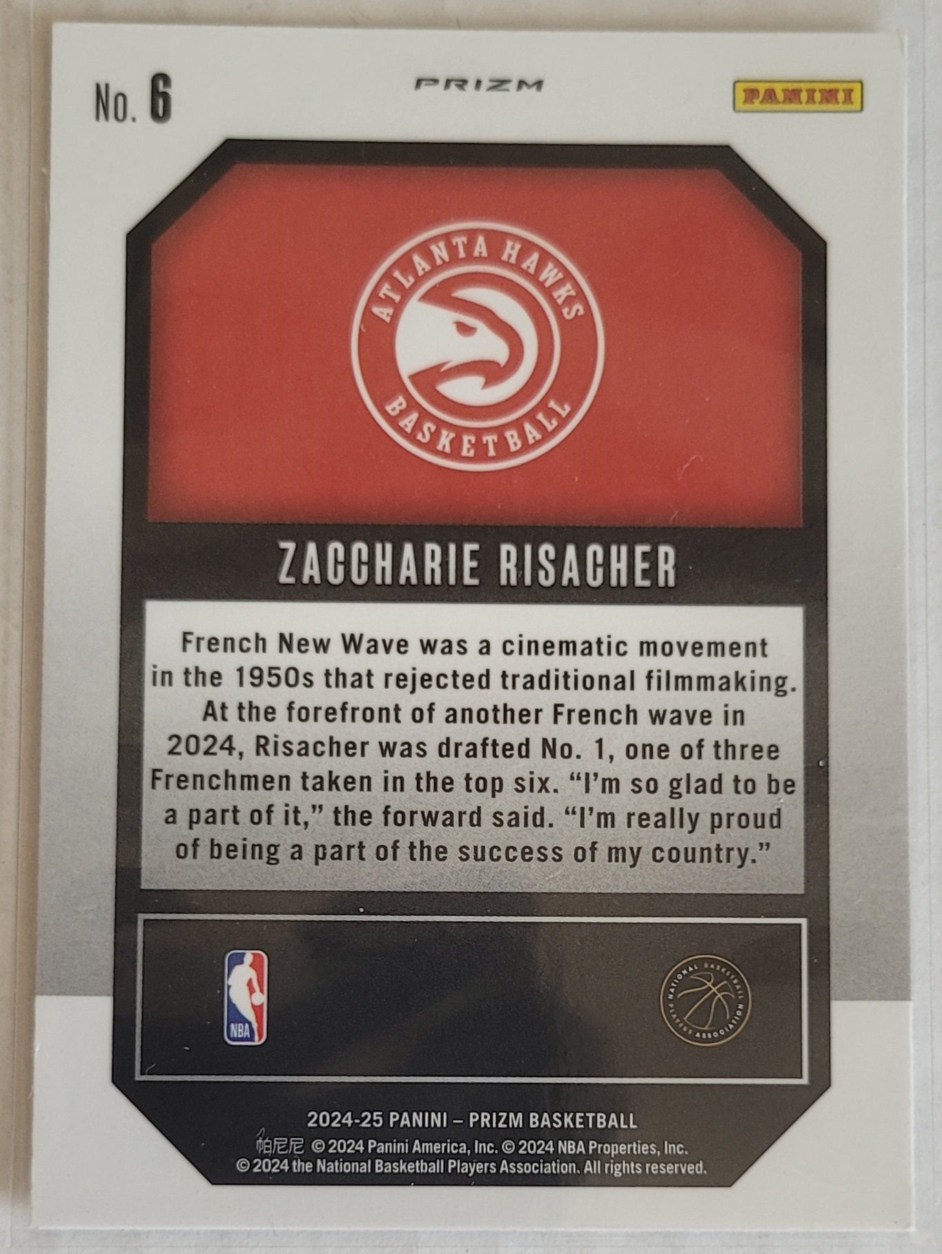 Zaccharie Risacher - 2024-25 Panini Prizm Emergent Prizms Silver #6