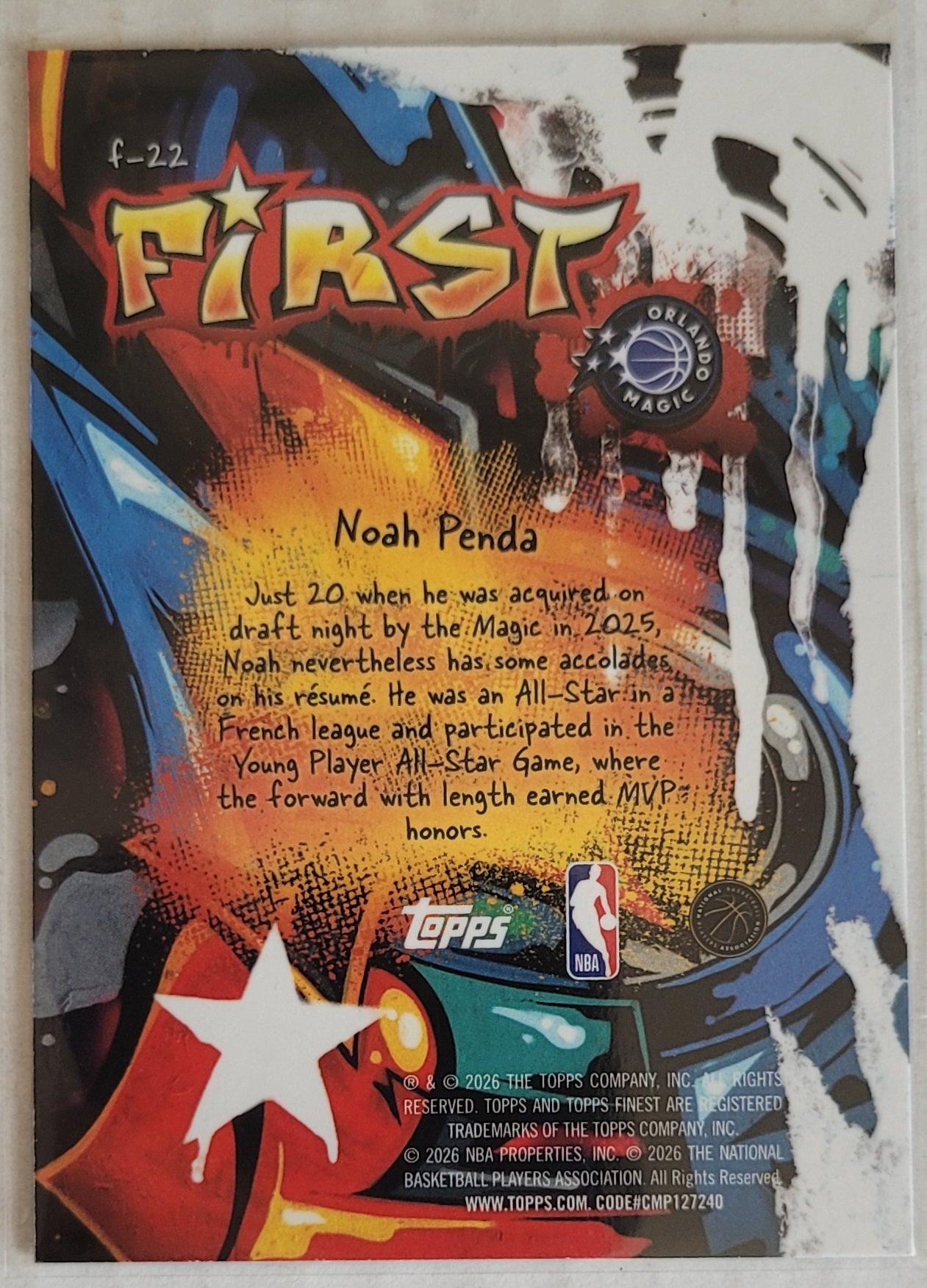 Noah Penda - 2025-26 Finest First X-Fractors #F22