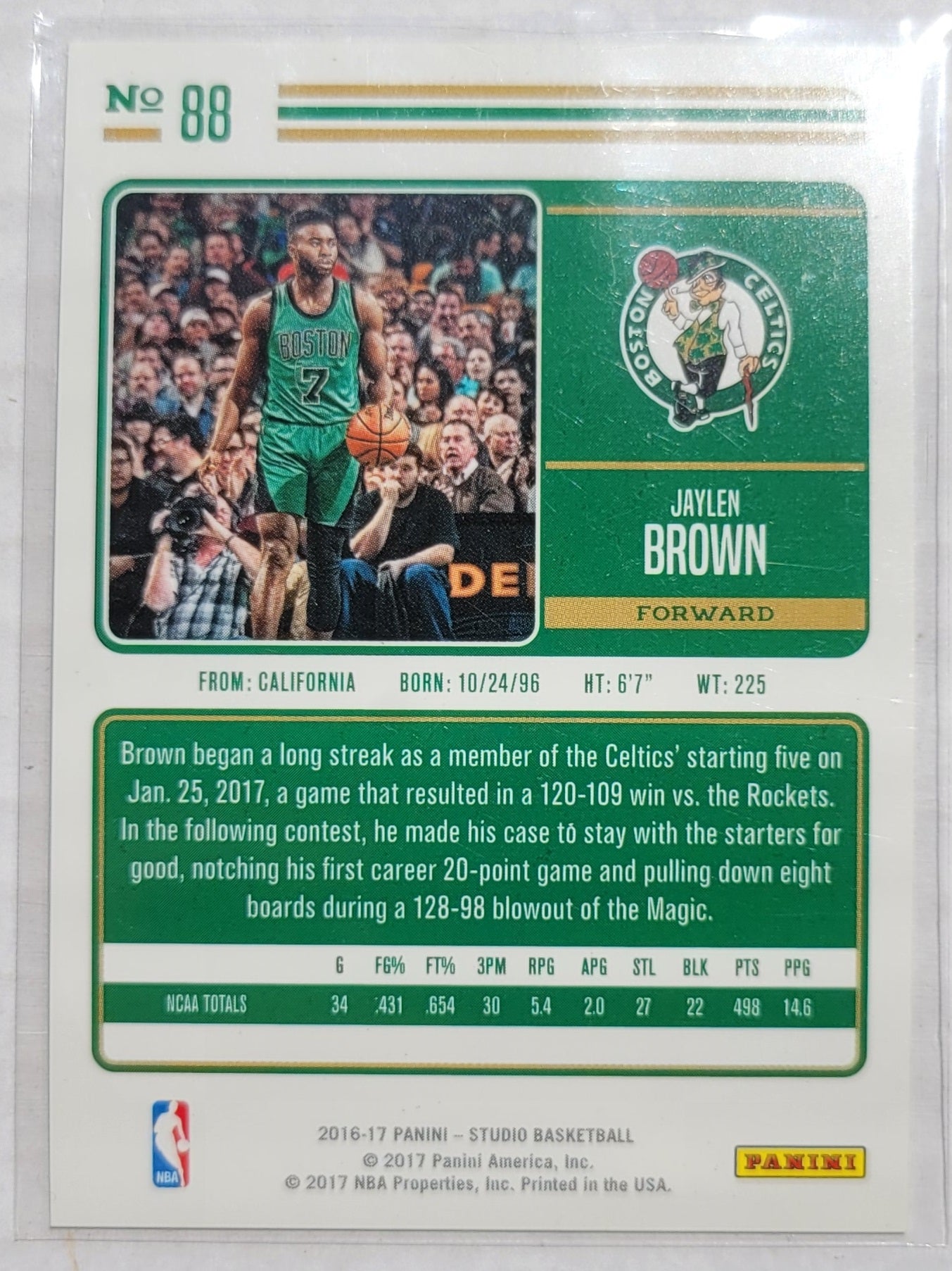 Jaylen Brown - 2016-17 Studio #88 RC