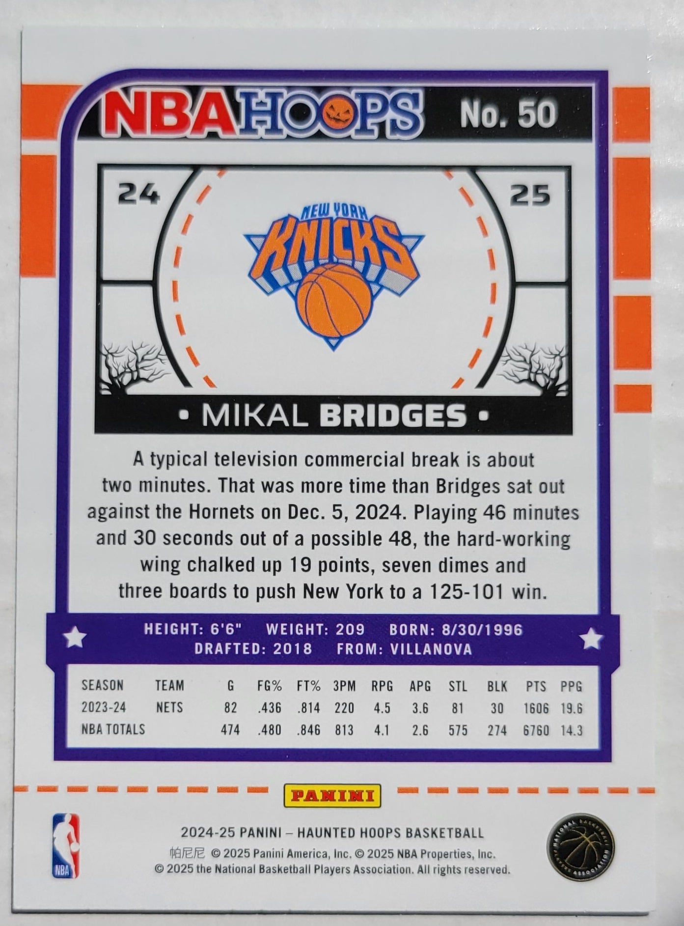 Mikal Bridges - 2024-25 Hoops Haunted Hoops Slime #50