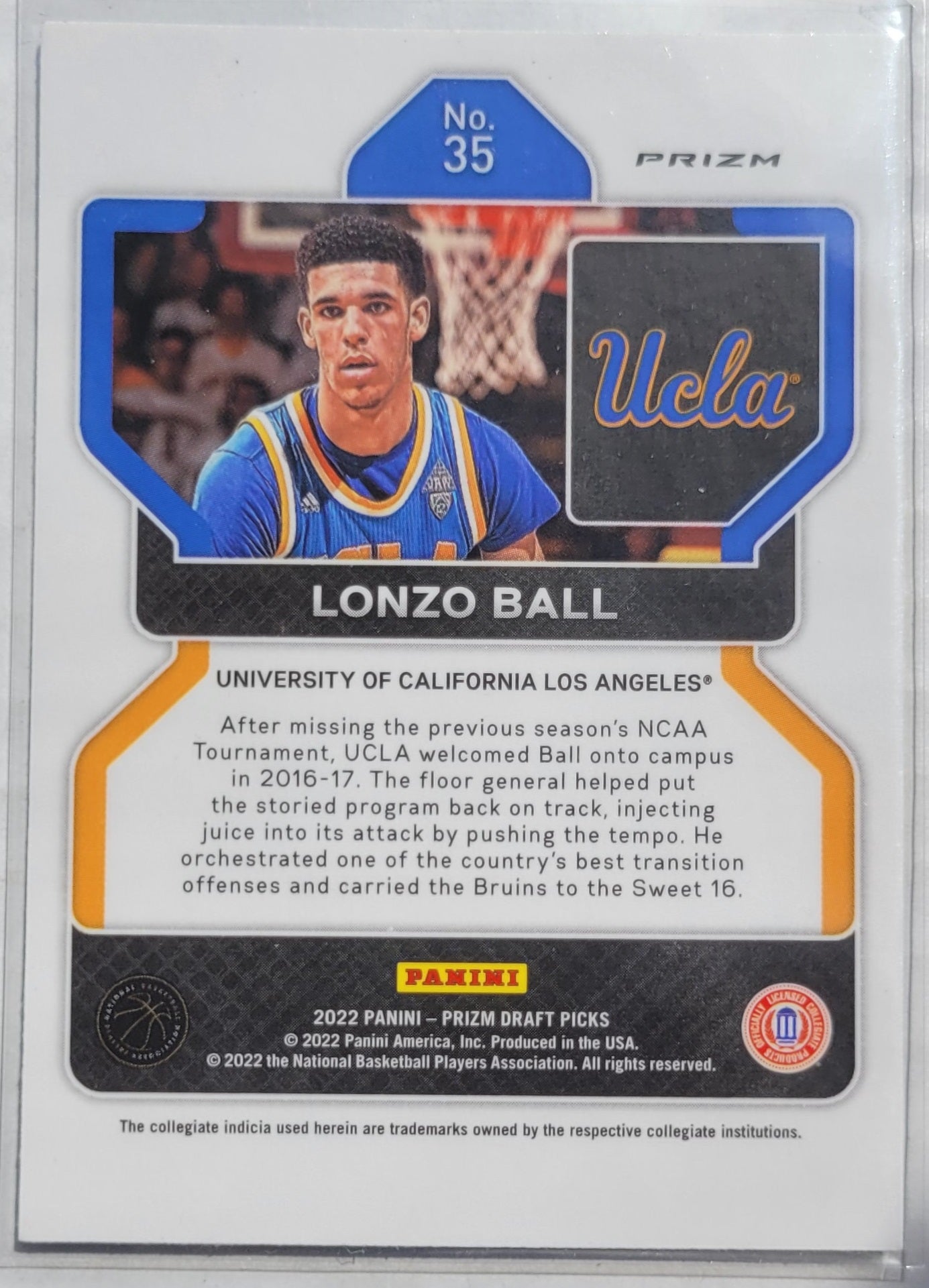Lonzo Ball - 2022-23 Panini Prizm Draft Picks Prizms Choice Blue Yellow and Green #35