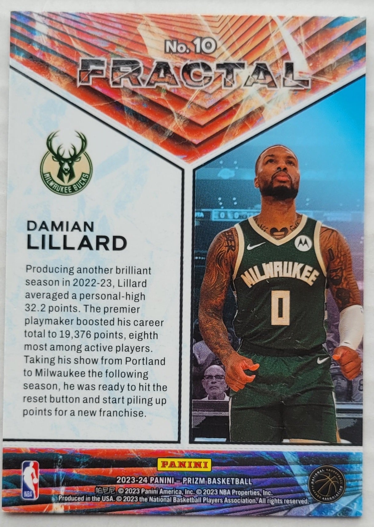 Damian Lillard - 2023-24 Panini Prizm Fractal #10