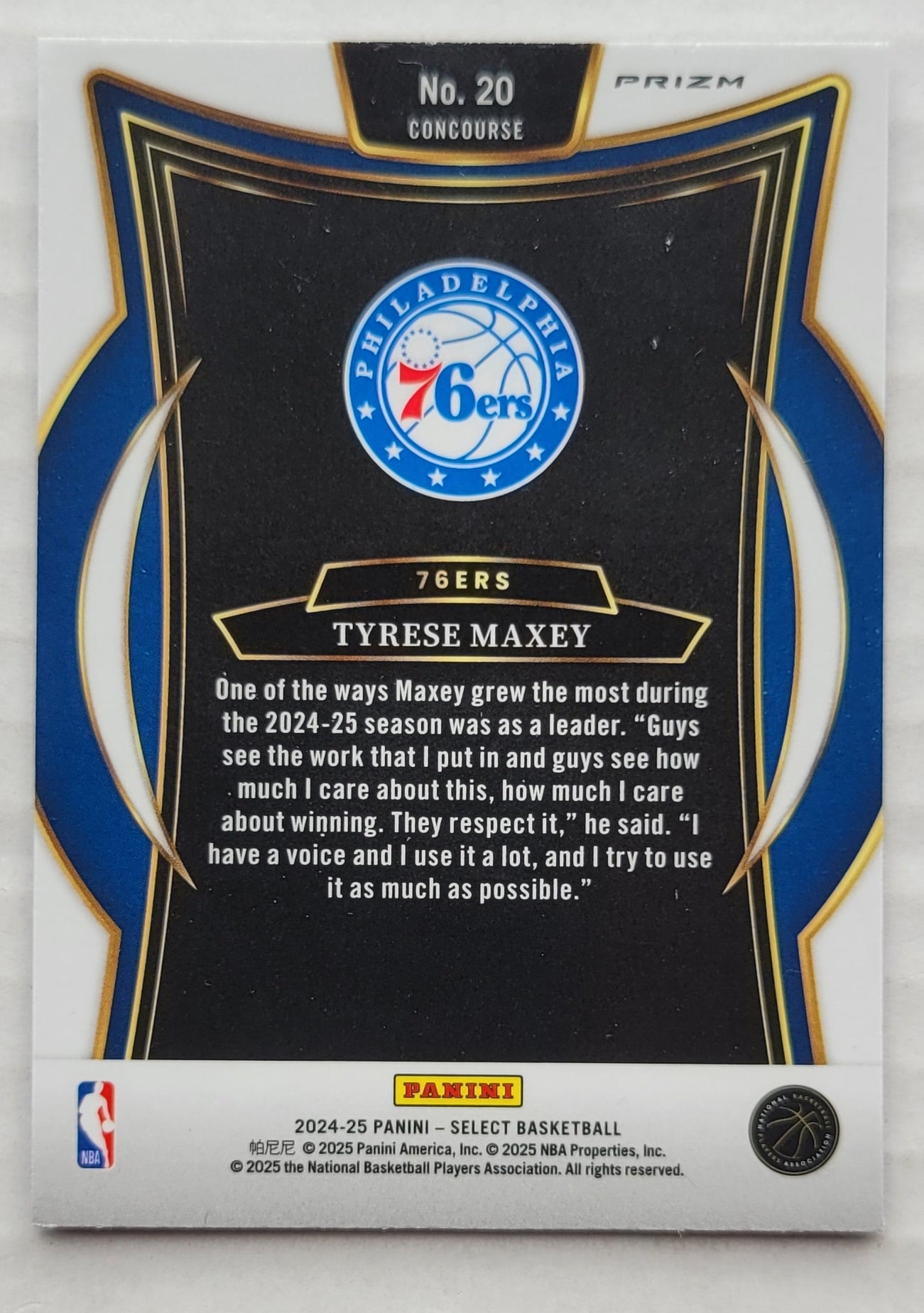 Tyrese Maxey - 2024-25 Select Blue Cracked Ice Prizms #20