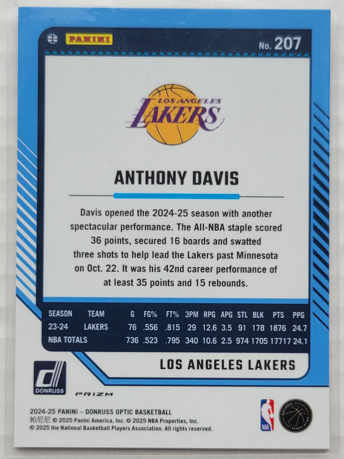 Anthony Davis - 2024-25 Donruss Optic Holo #207