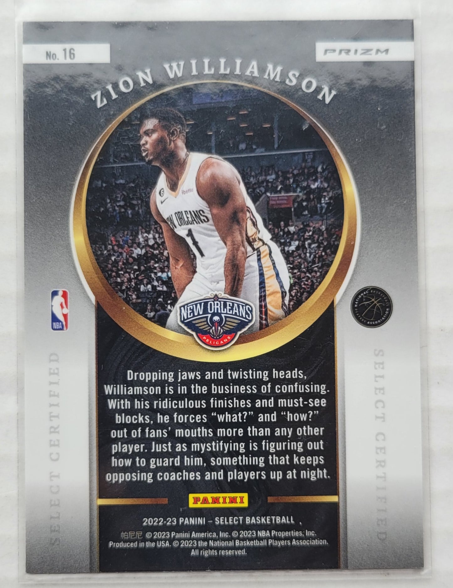 Zion Williamson - 2022-23 Select Certified Green Prizms #16