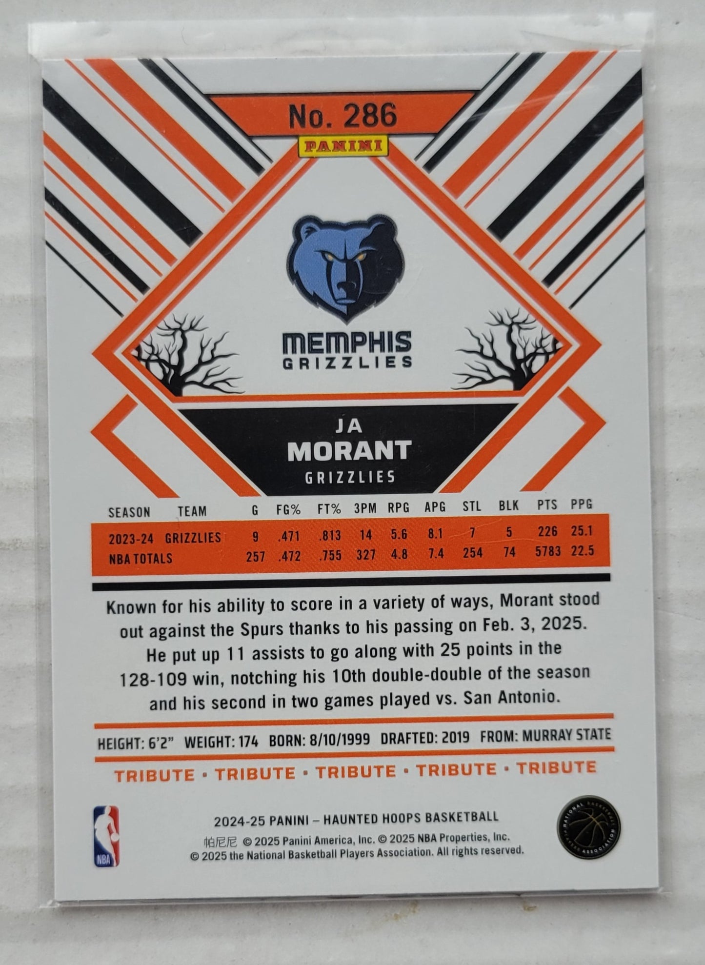 Ja Morant - 2024-25 Hoops Haunted Hoops Orange #286