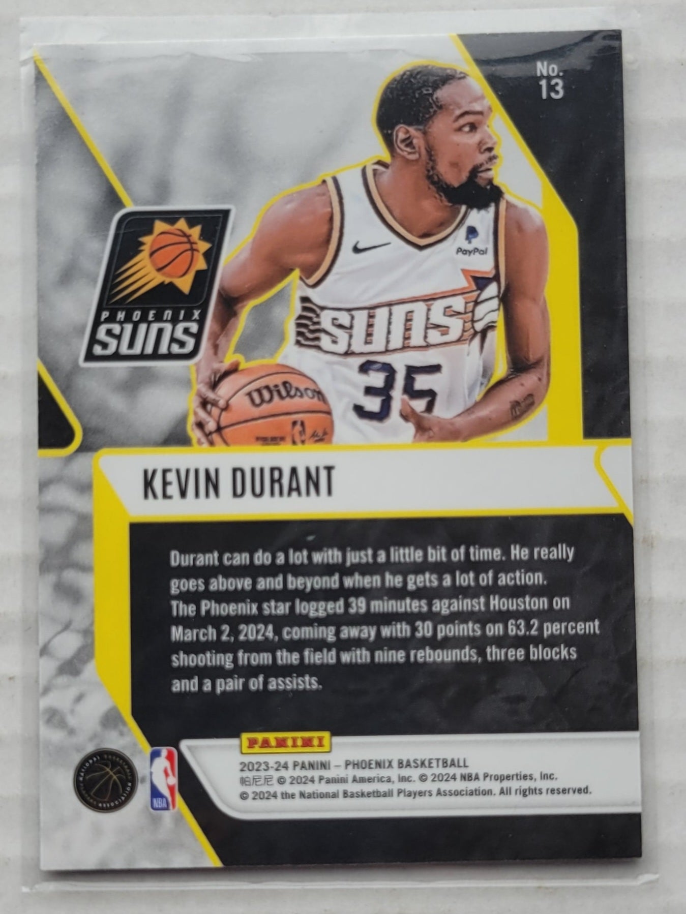 Kevin Durant - 2023-24 Panini Phoenix Fade To Black Silver #13