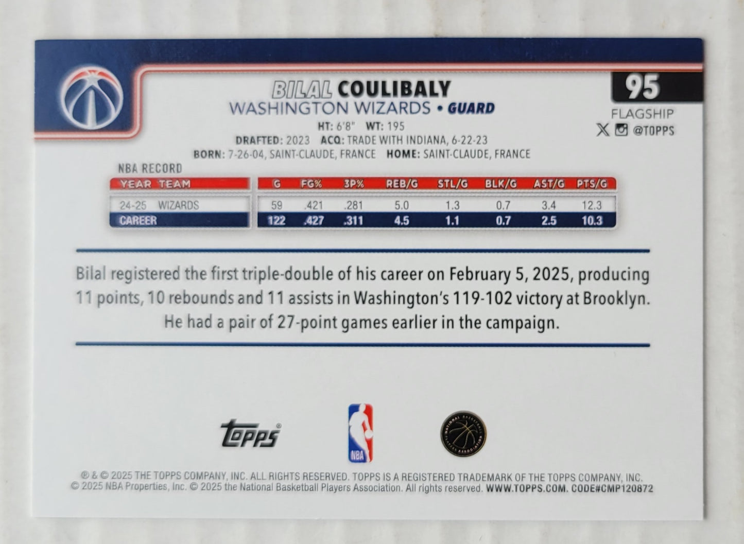 Bilal Coulibaly - 2025-26 Topps Holo Foil #95
