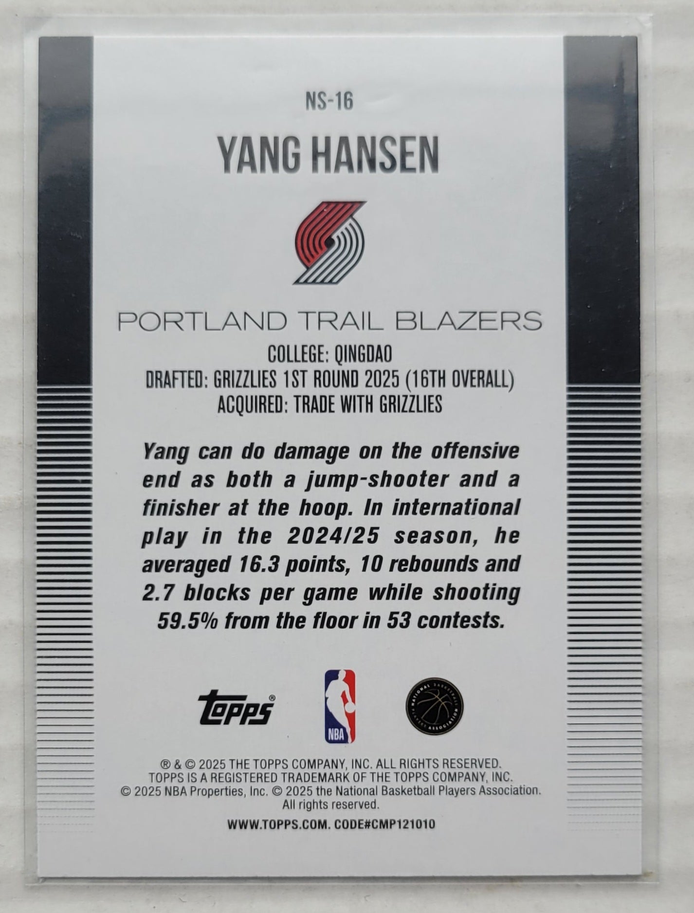 Yang Hansen - 2025-26 Topps New School #NS16