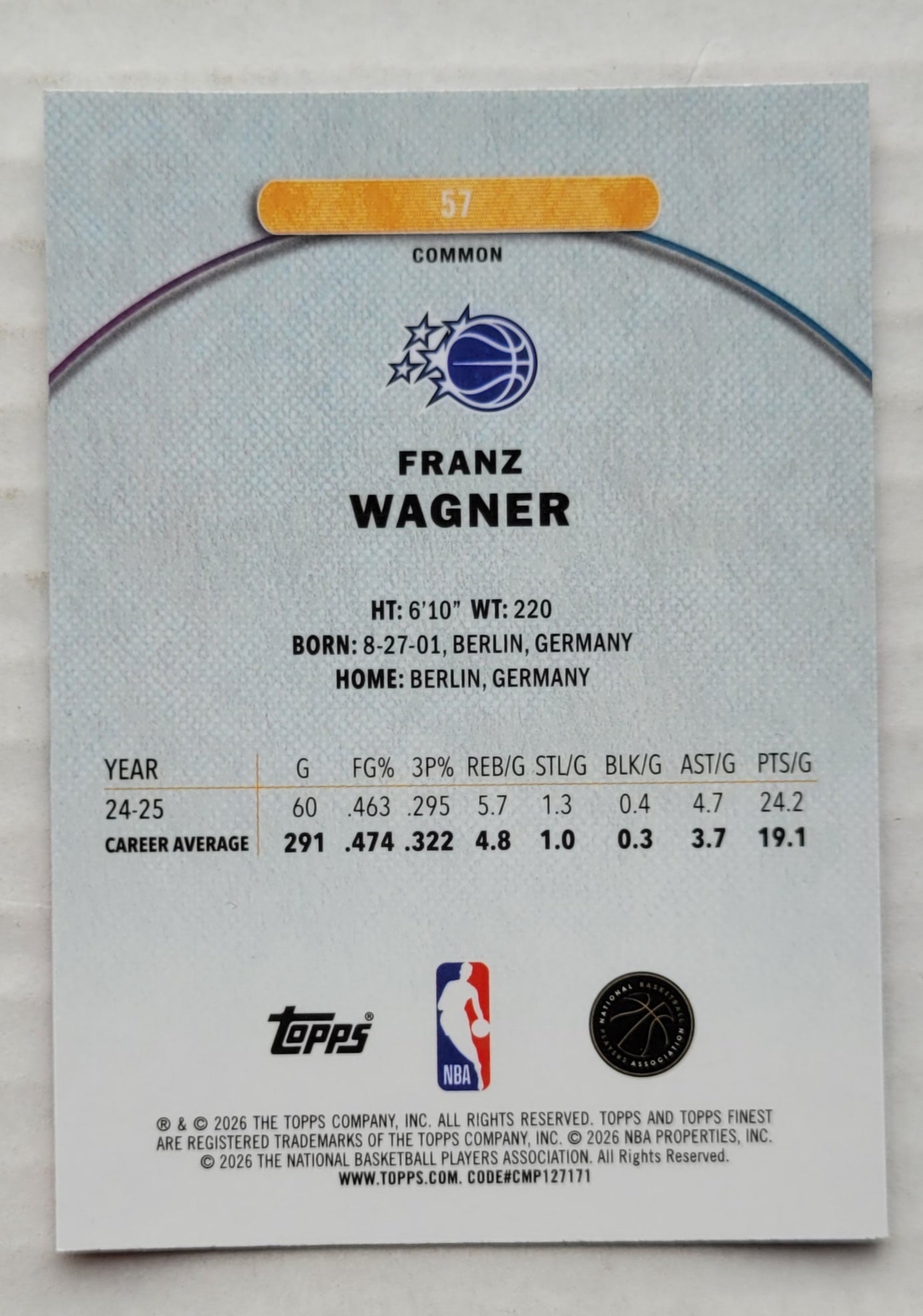 Franz Wagner - 2025-26 Finest #57 C