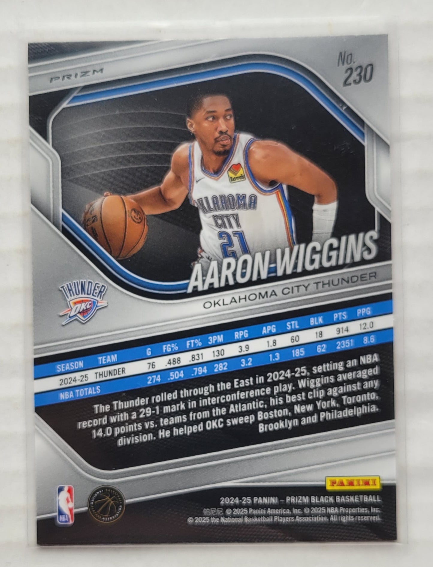 Aaron Wiggins - 2024-25 Panini Prizm Black Prizms Ruby Wave #230