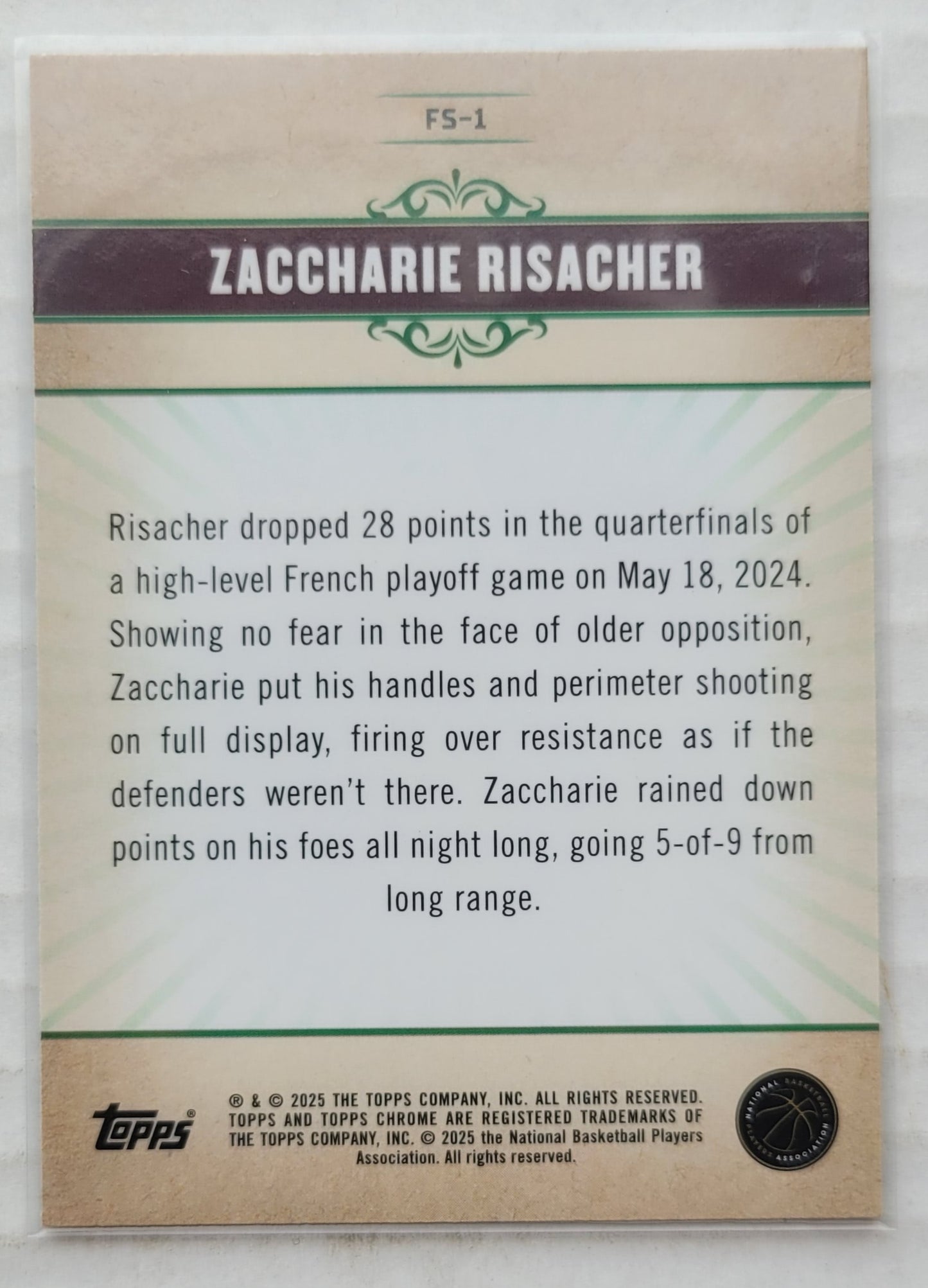 Zaccharie Risacher - 2024-25 Topps Chrome Fresh Start Blue Basketball Refractors #FS1