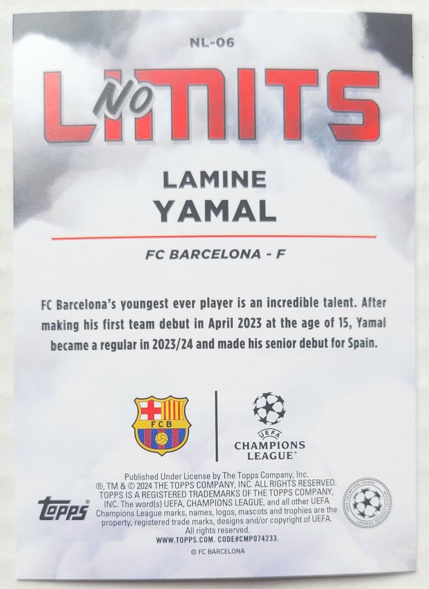 Lamine Yamal - 2023-24 Topps UEFA Club Competitions Superstars No Limits #NL06