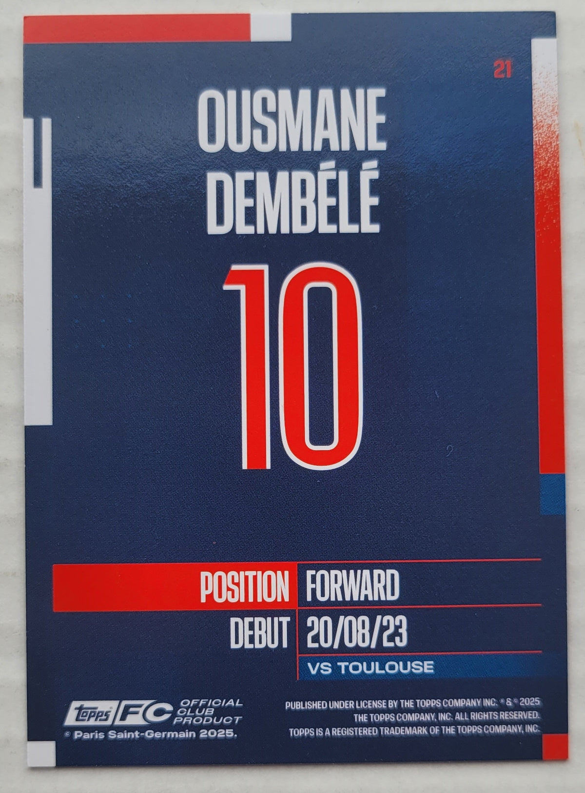 Ousmane Dembélé - 2024-25 Topps Paris Saint-Germain Team Set #21