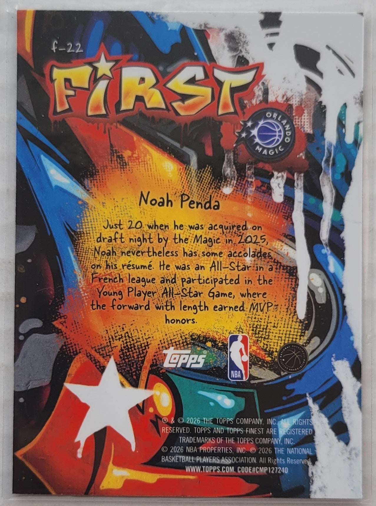 Noah Penda - 2025-26 Finest First #F22