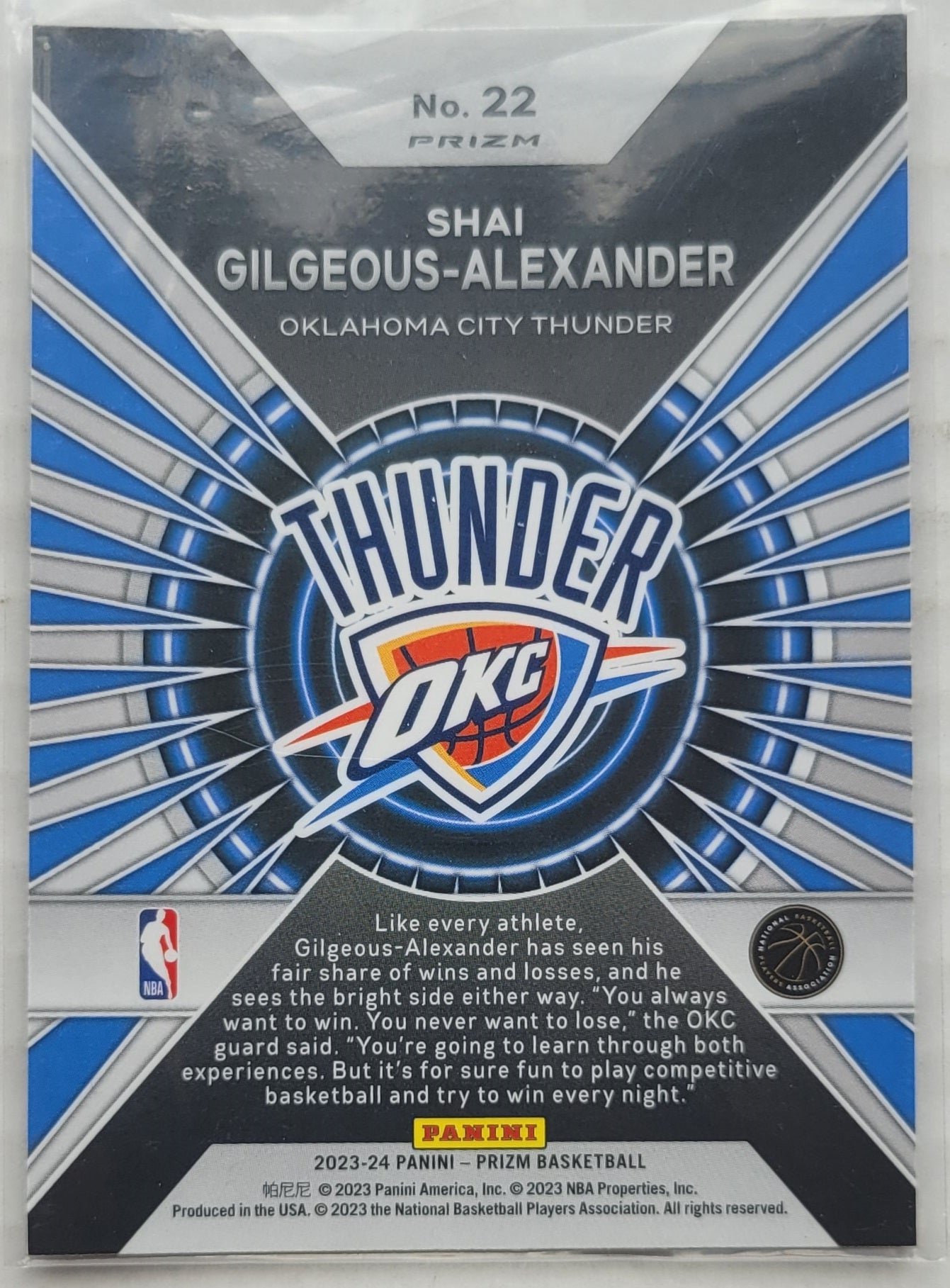 Shai Gilgeous-Alexander - 2023-24 Panini Prizm Dominance Prizms Silver #22