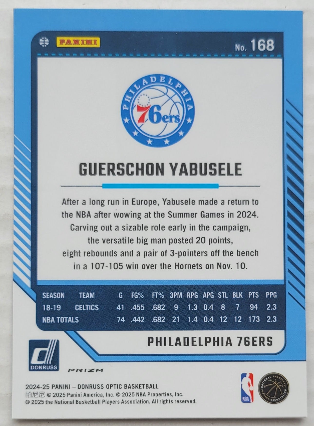 Guerschon Yabusele - 2024-25 Donruss Optic Holo #168