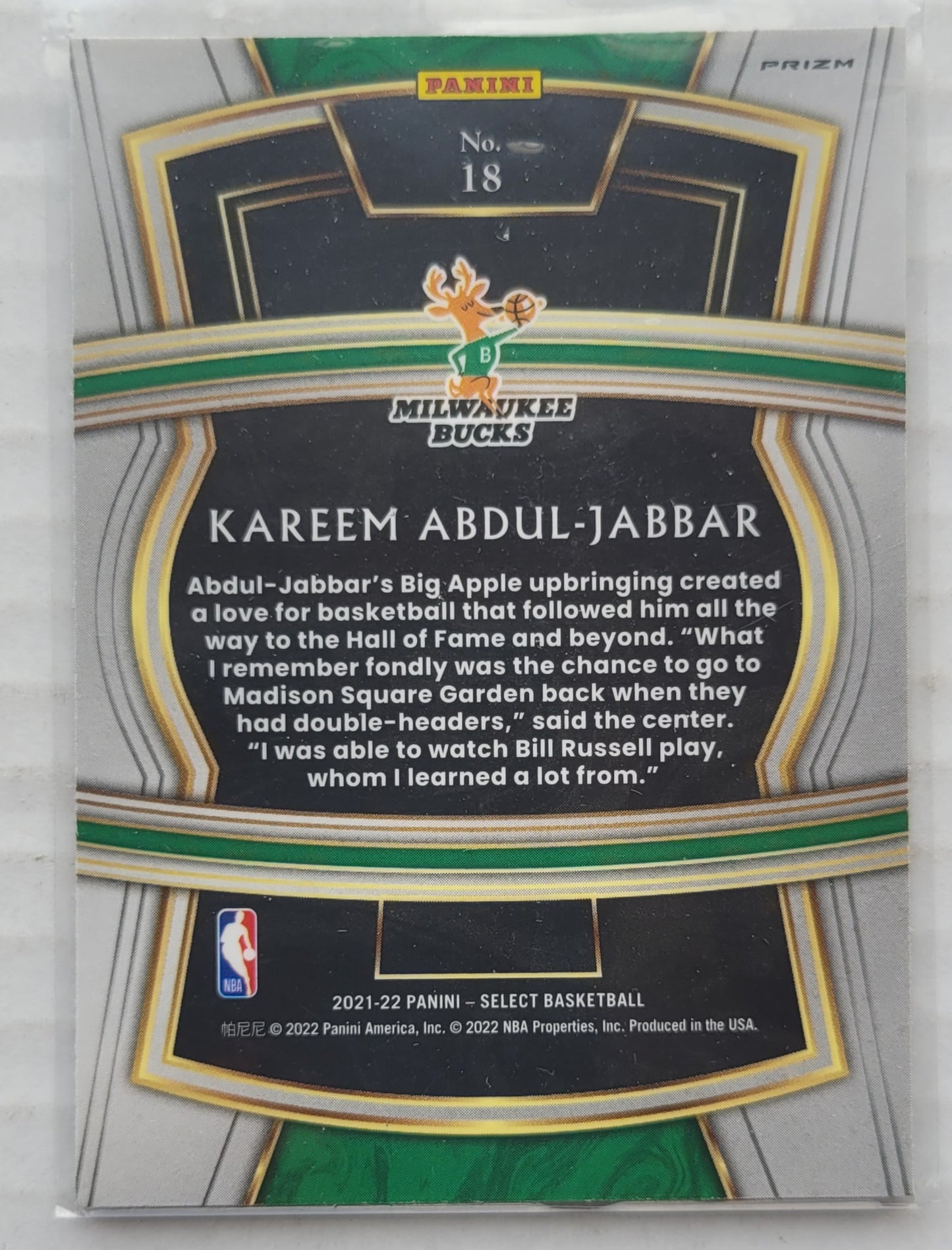 Kareem Abdul-Jabbar - 2021-22 Select Company Prizms Silver #18