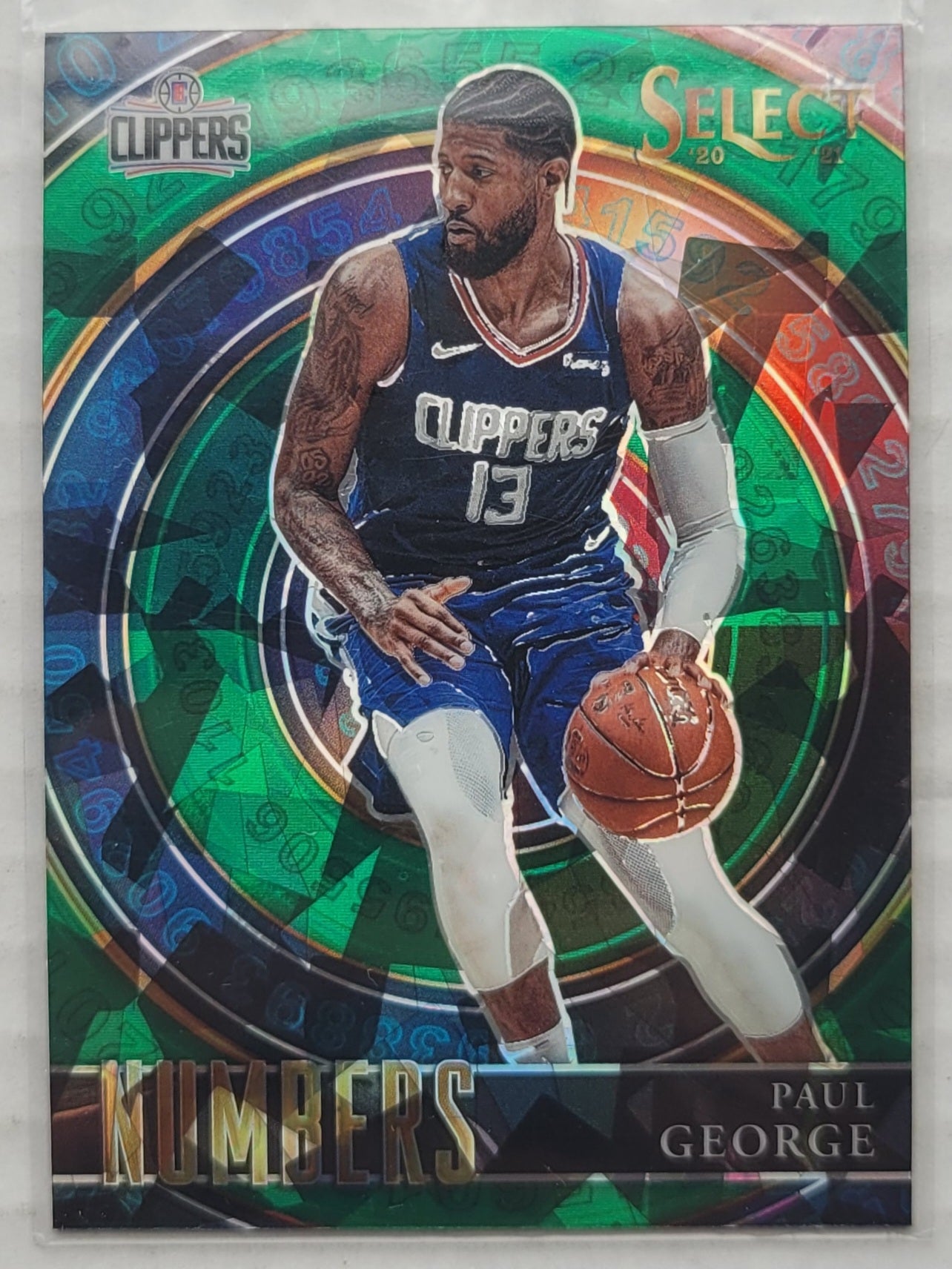 Paul George - 2020-21 Select Numbers Prizms Green #37