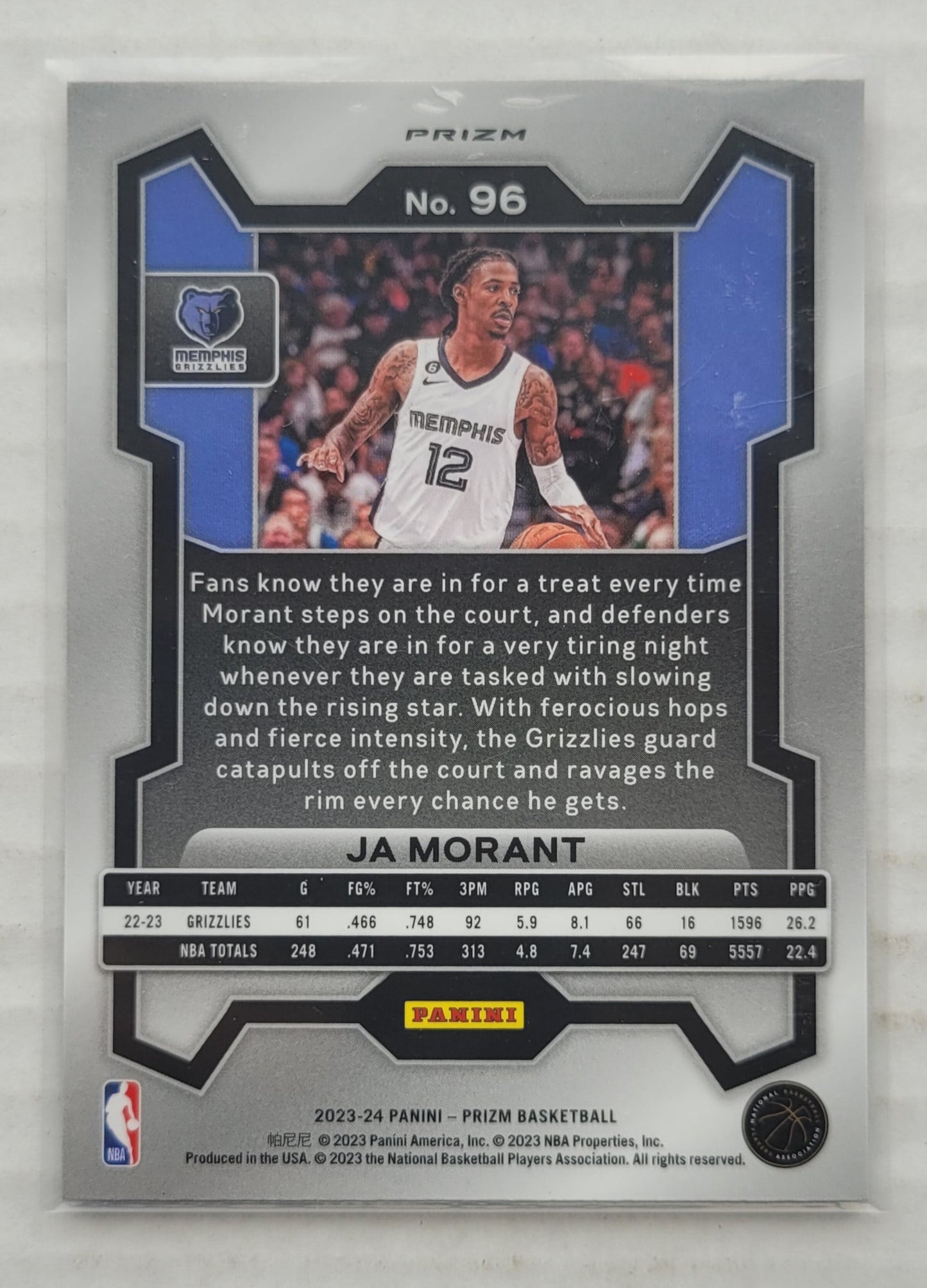 Ja Morant - 2023-24 Panini Prizm Prizms Red White and Blue #96