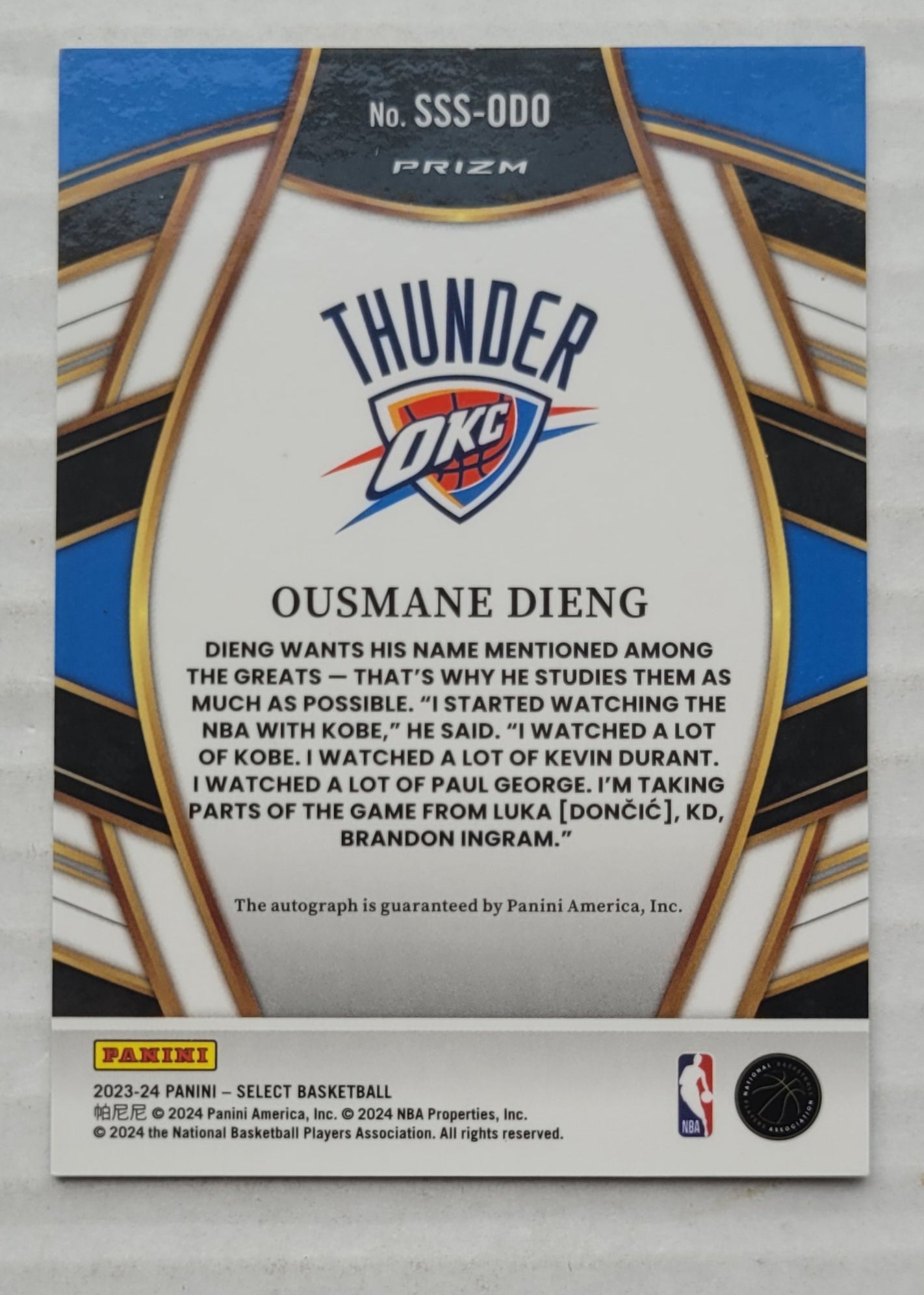 Ousmane Dieng - 2023-24 Select Signature Selections #SSS-ODO