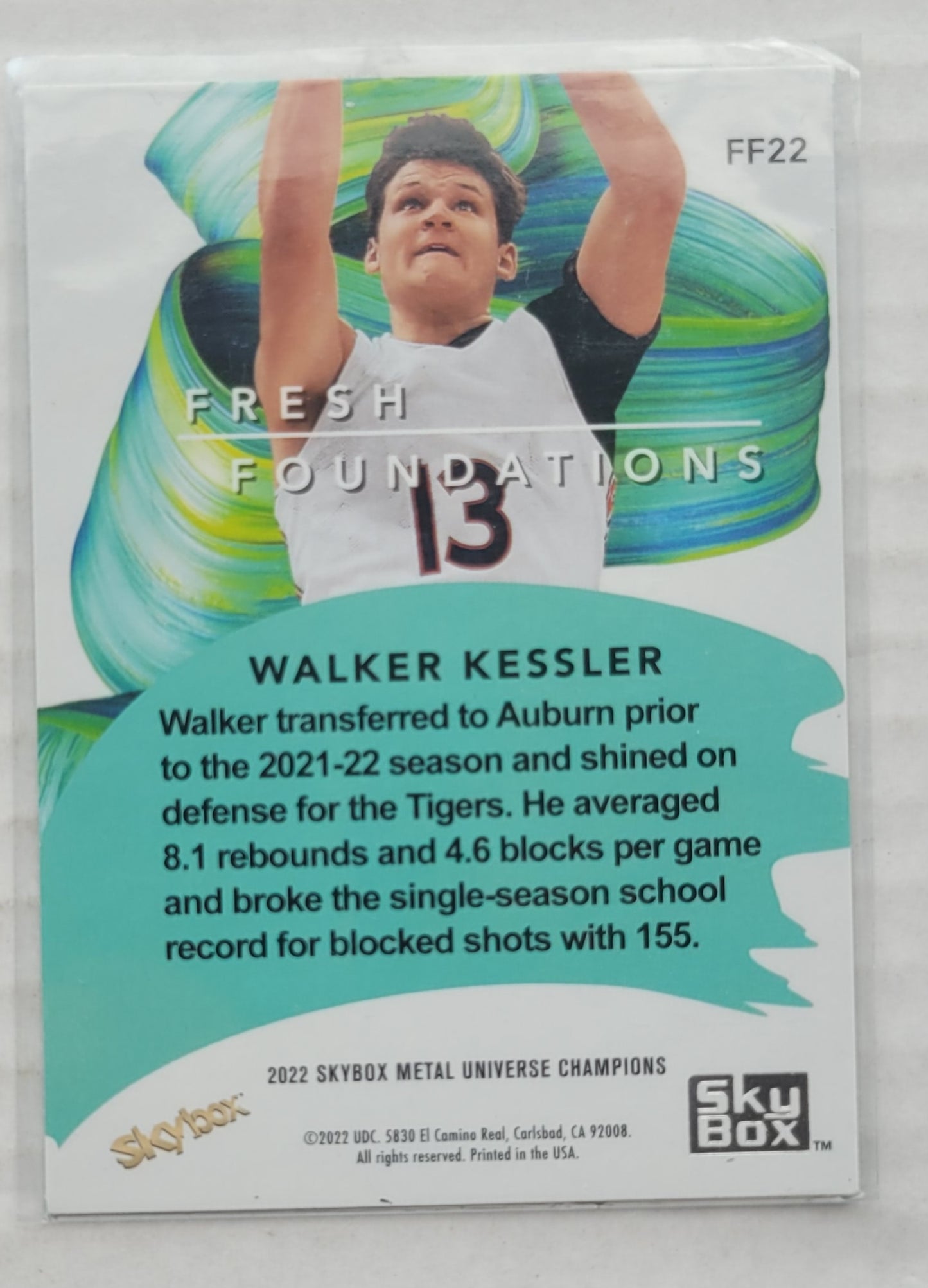 Walker Kessler - 2022 Skybox Metal Universe Champions Fresh Foundation Aqua #FF22