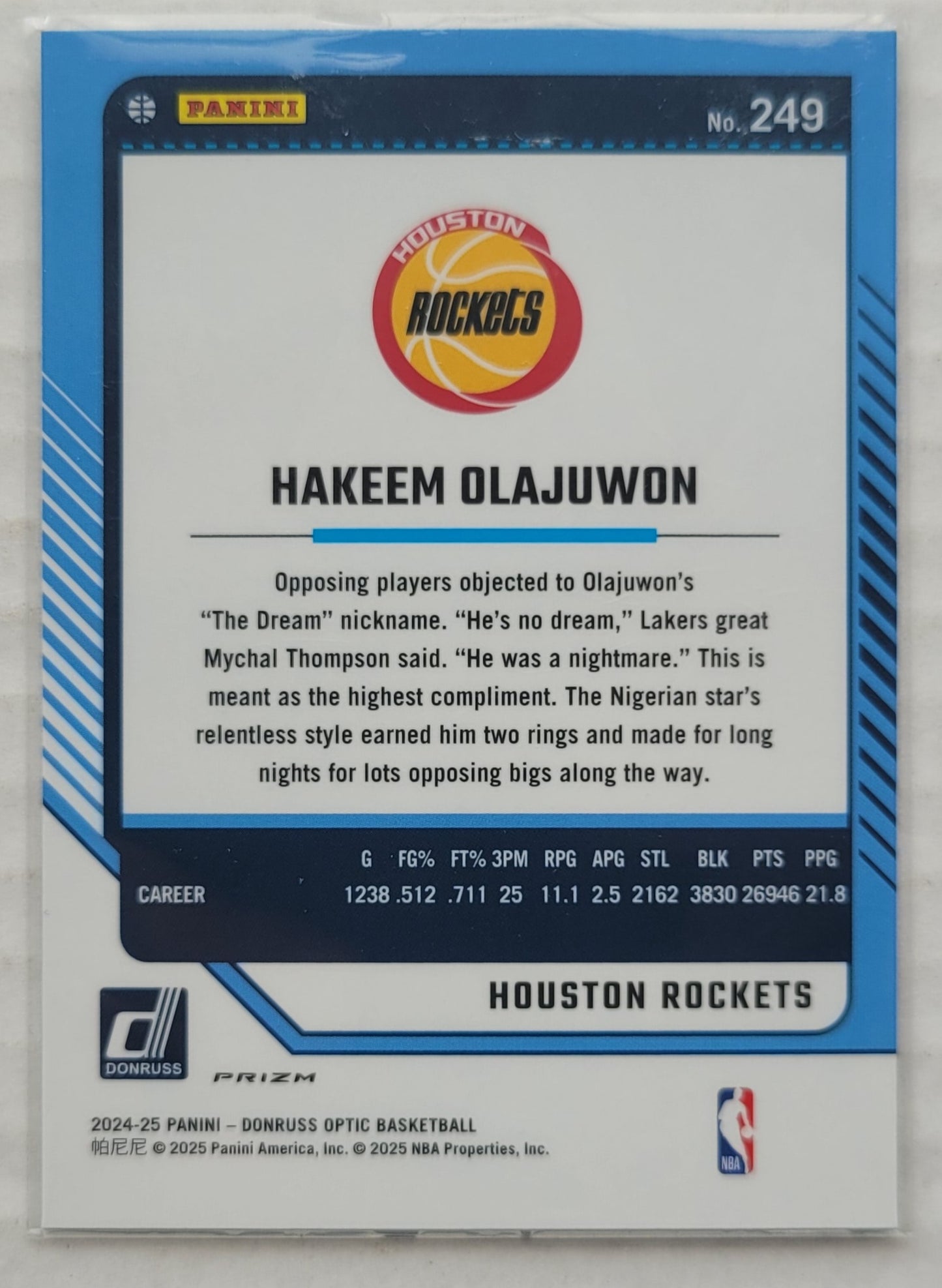 Hakeem Olajuwon - 2024-25 Donruss Optic Green Seismic #249 LGD