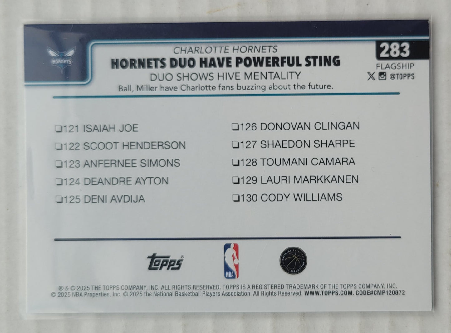 LaMelo Ball / Brandon Miller - 2025-26 Topps Gold #283 Hornets Duo Have Powerful Sting - 0792/2025