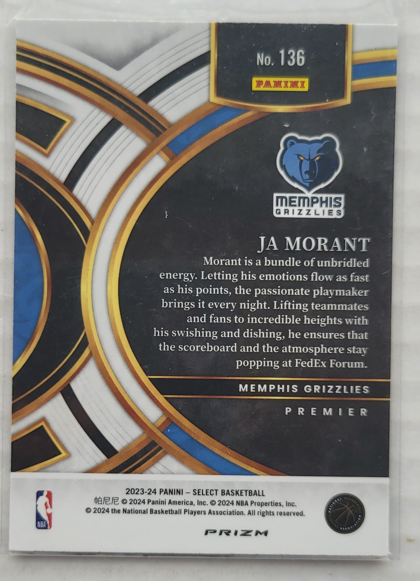 Ja Morant - 2023-24 Select Prizms Green White Purple #136