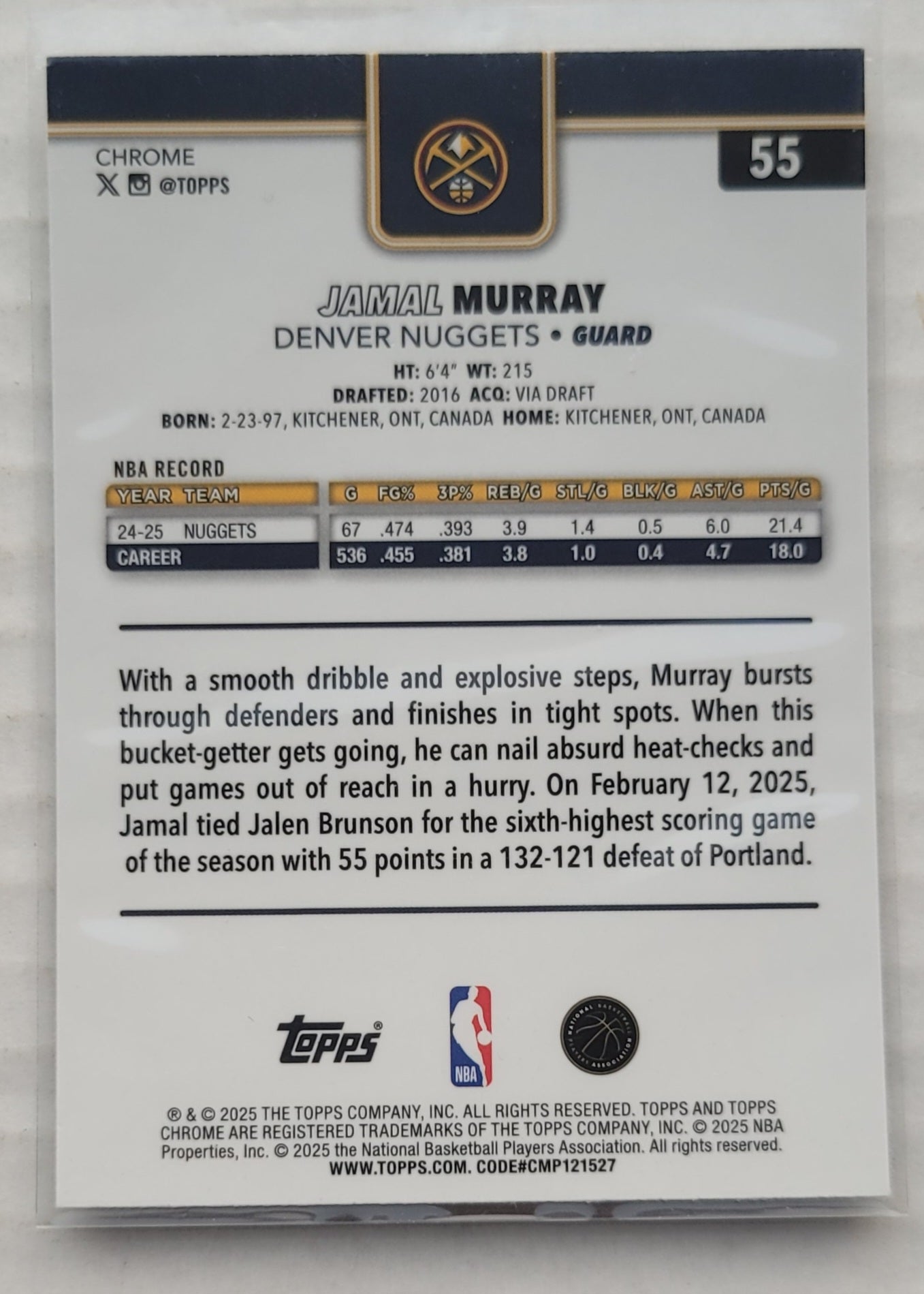 Jamal Murray - 2025-26 Topps Chrome X-Fractors #55