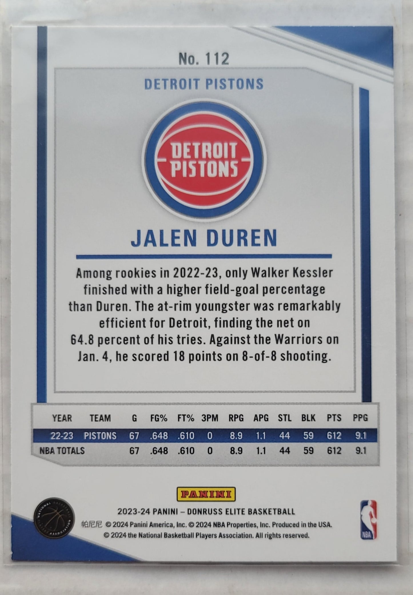 Jalen Duren - 2023-24 Elite International #112