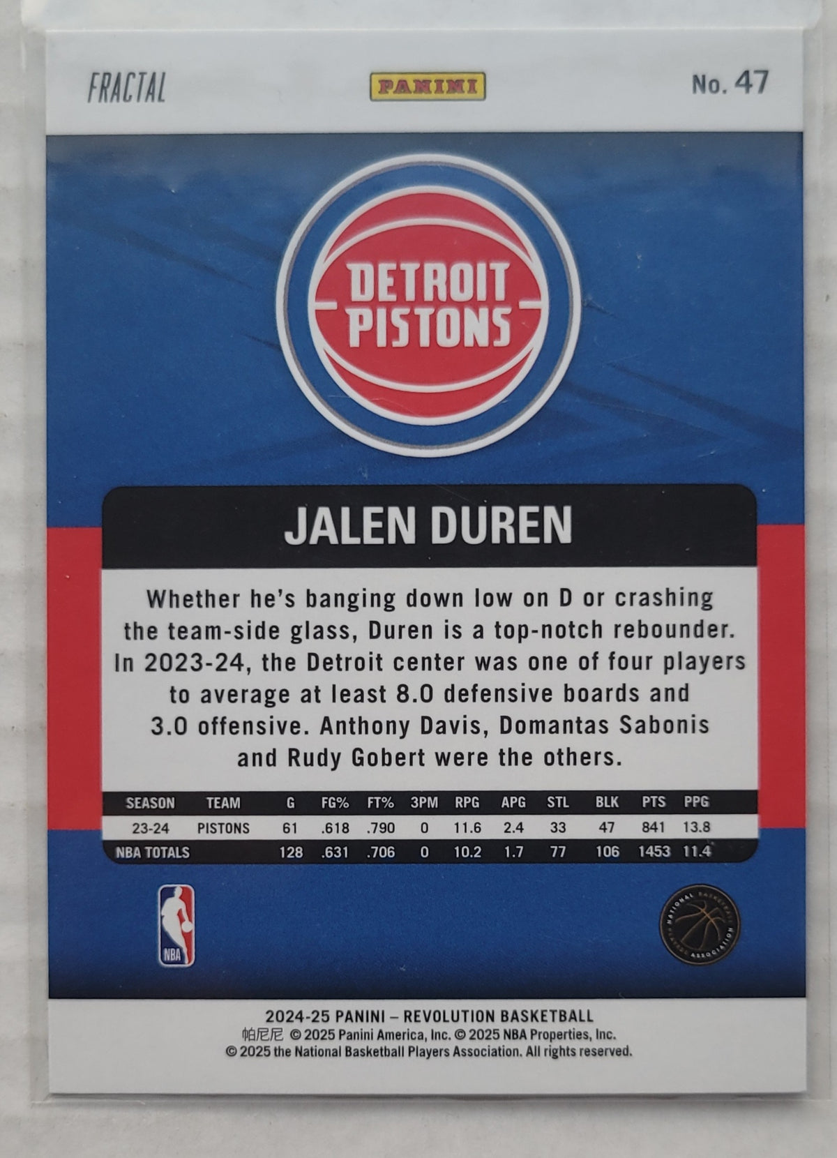 Jalen Duren - 2024-25 Panini Revolution Fractal #47