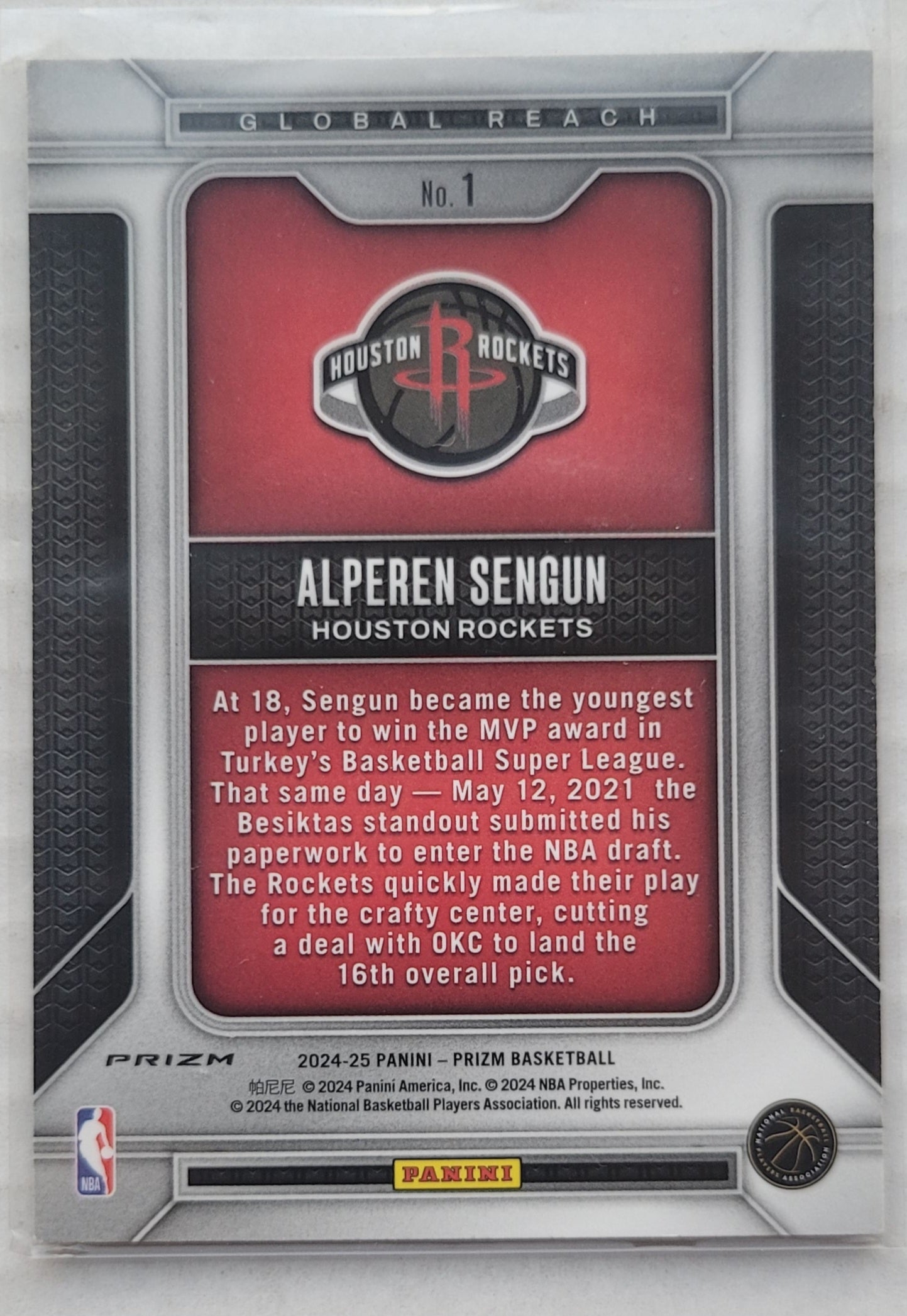 Alperen Sengun - 2024-25 Panini Prizm Global Reach Prizms Silver #1