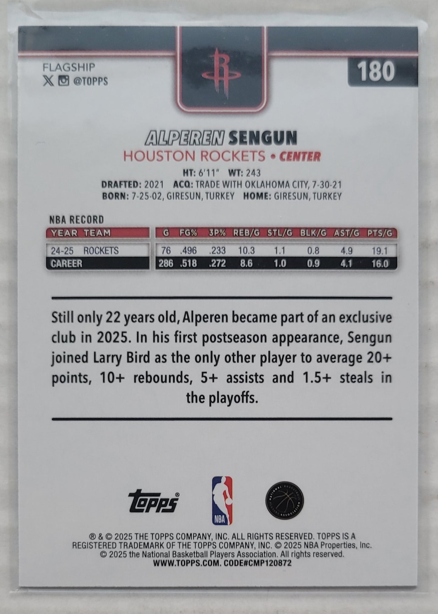 Alperen Sengun - 2025-26 Topps Rainbow Foilboard #180