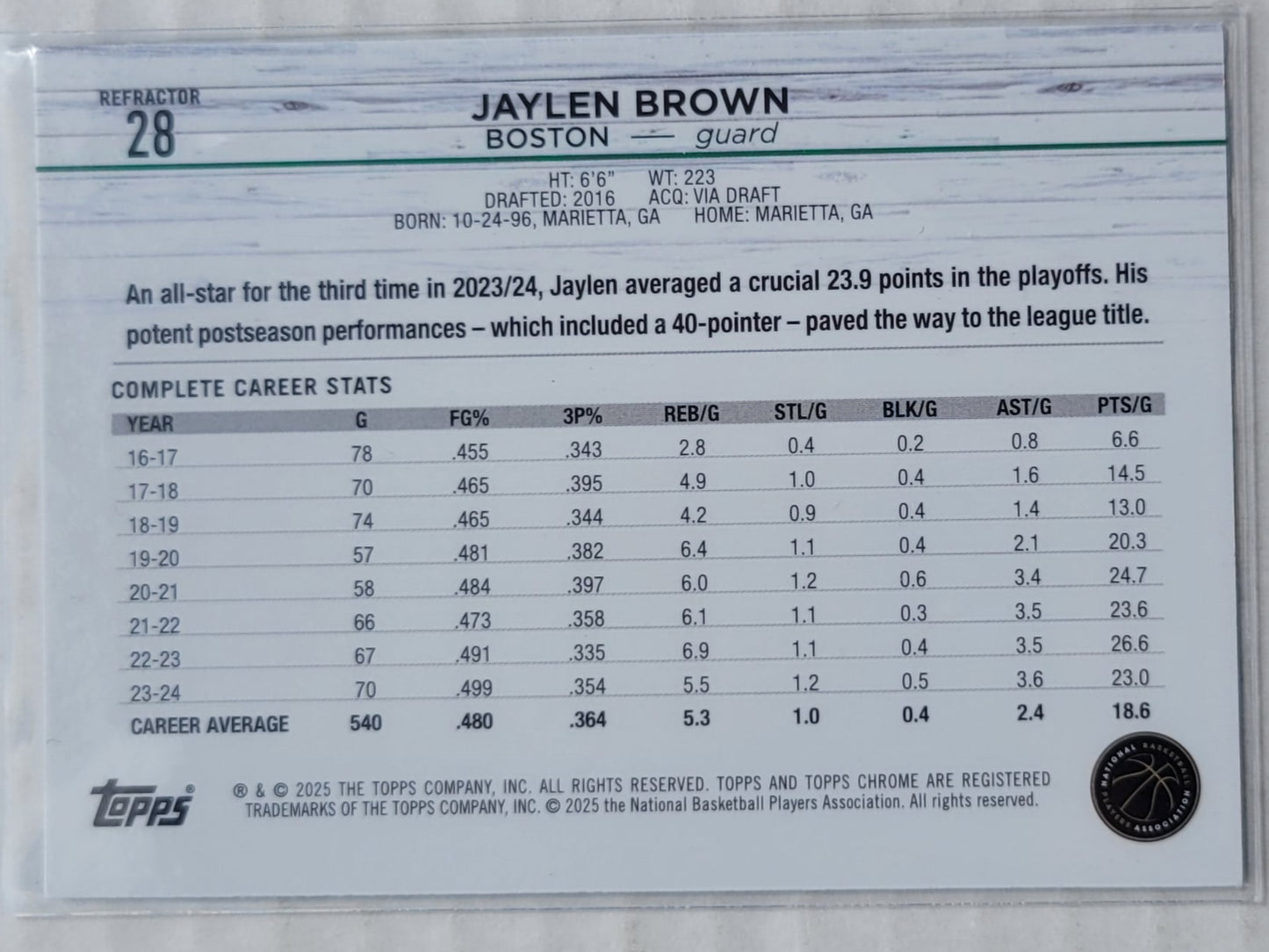 Jaylen Brown - 2024-25 Topps Chrome Refractors #28