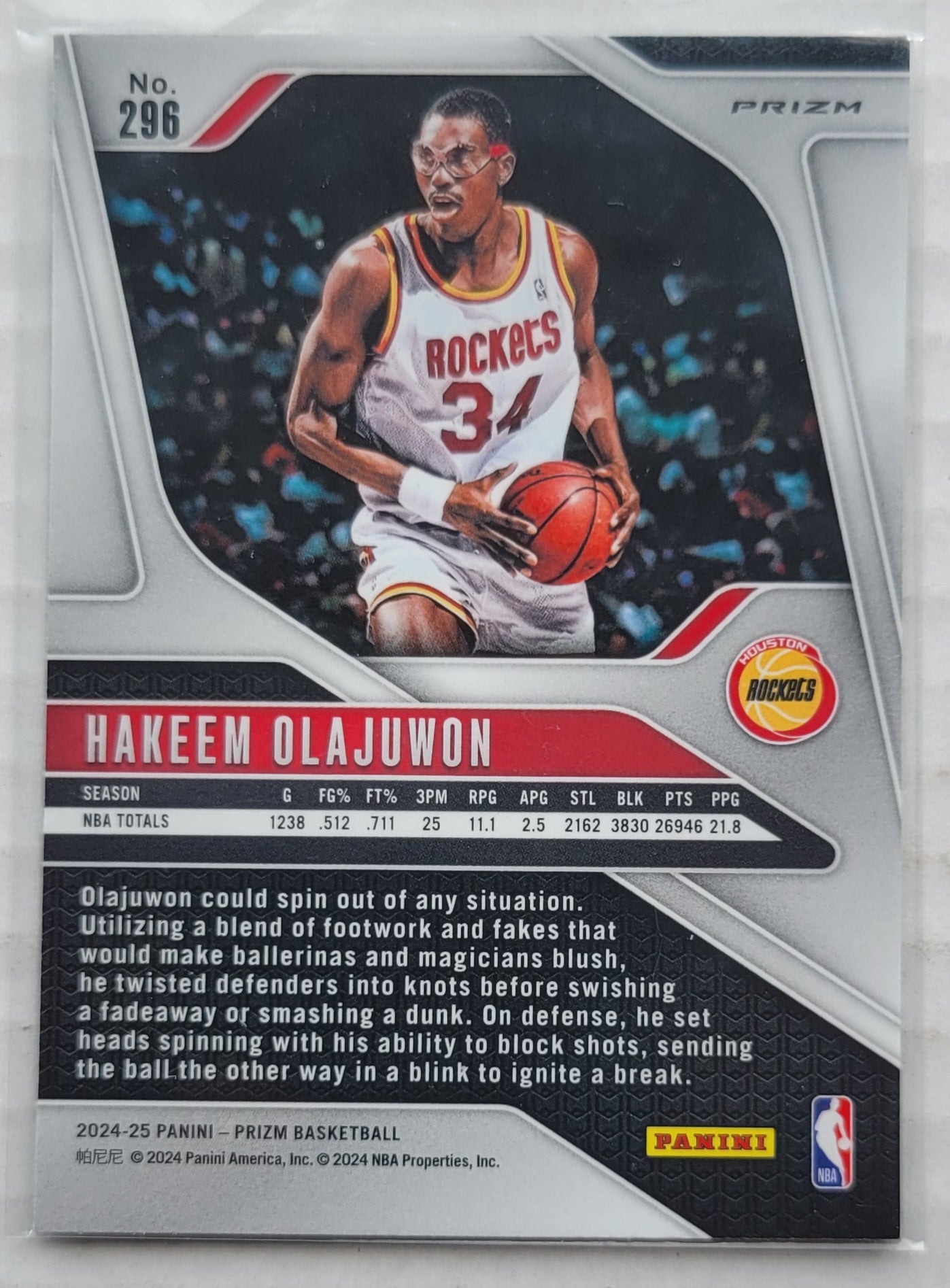 Hakeem Olajuwon - 2024-25 Panini Prizm Prizms Ice #296