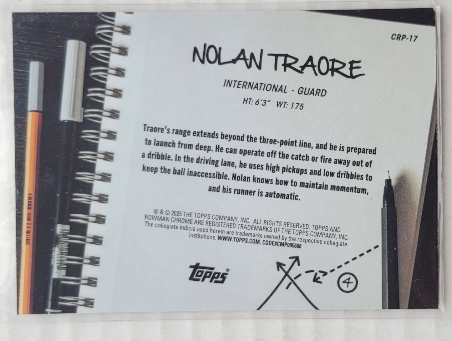 Nolan Traore - 2024-25 Bowman Chrome University College Rule Playbook #CRP17