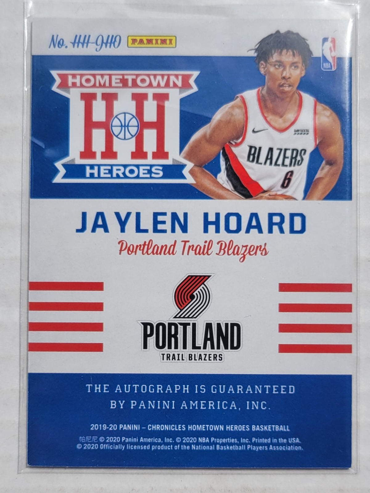 Jaylen Hoard - 2019-20 Panini Chronicles Hometown Heroes Rookie Autographs Red #HH-JHO