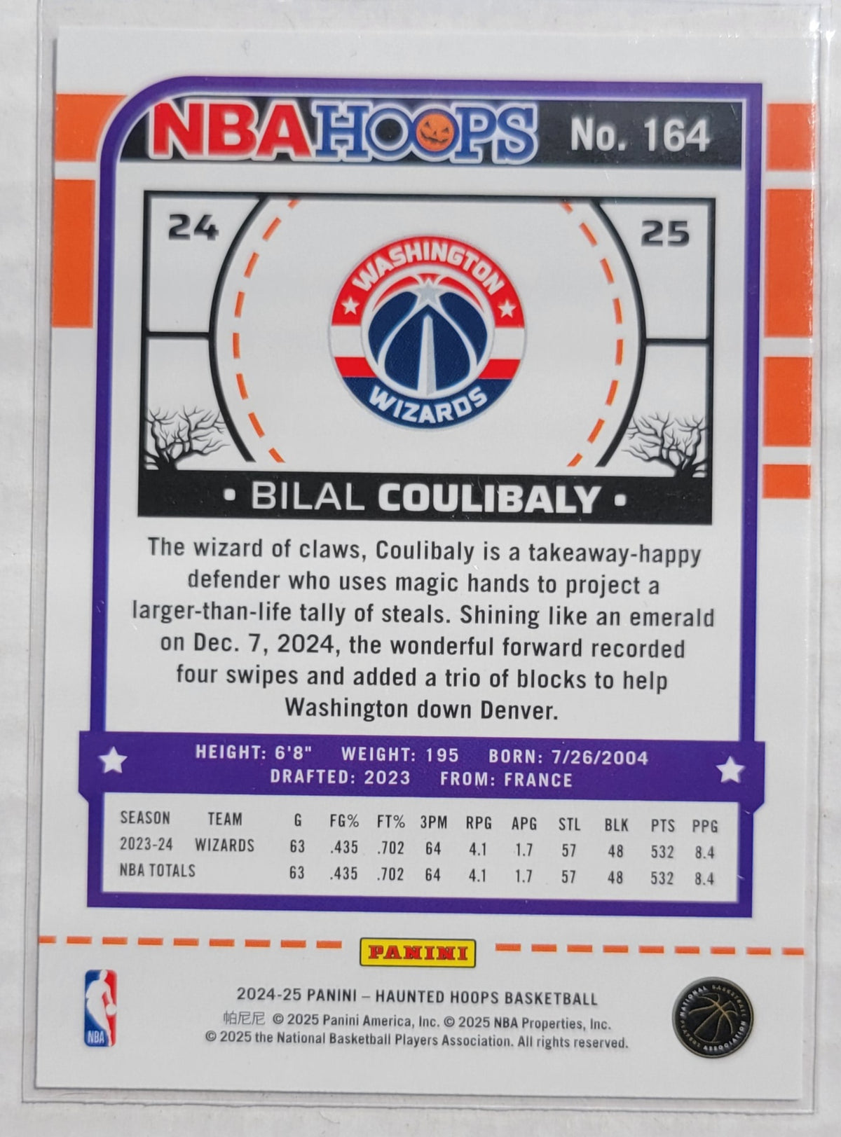 Bilal Coulibaly - 2024-25 Hoops Haunted Hoops Orange #164