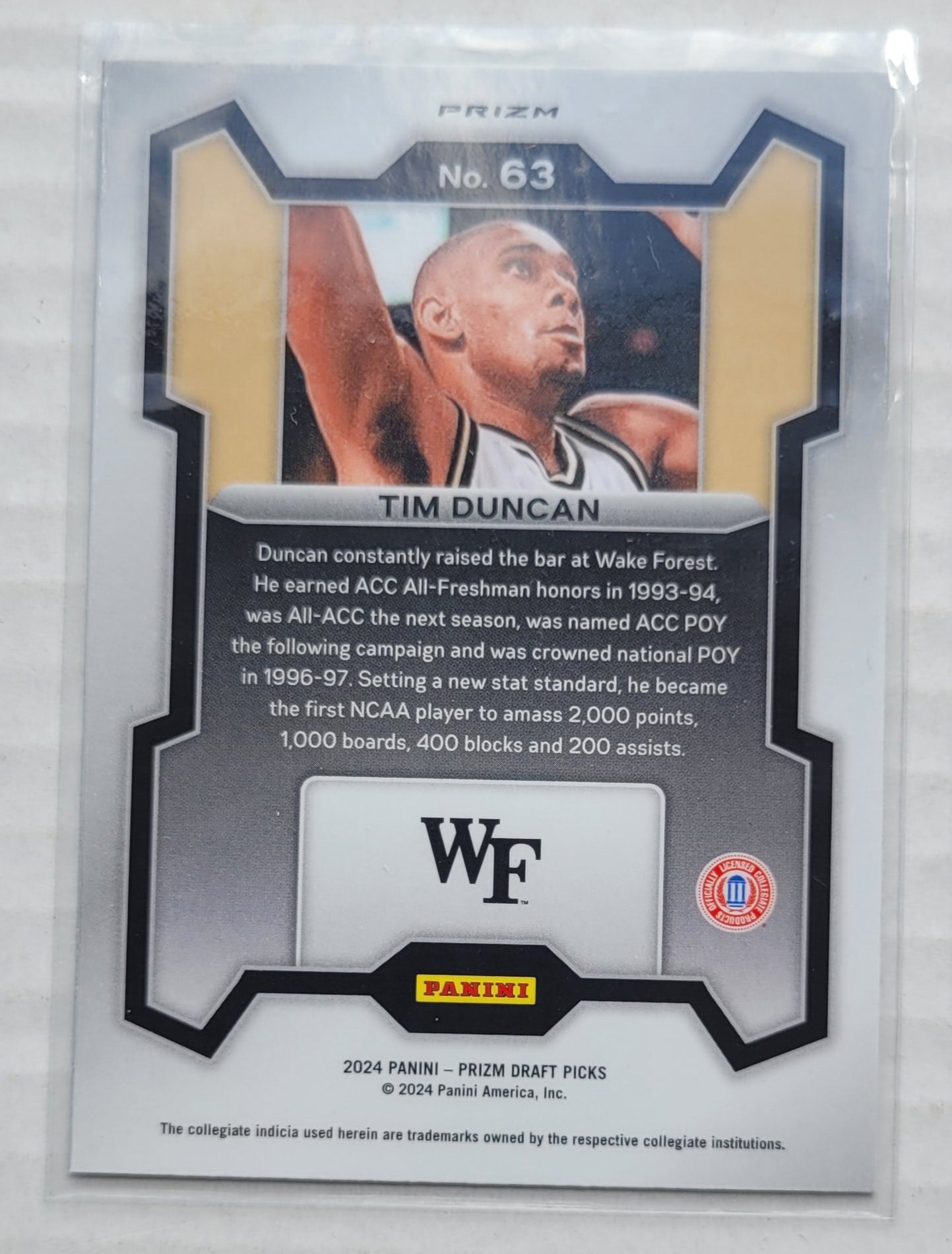 Tim Duncan - 2024-25 Panini Prizm Draft Picks Prizms Silver #63