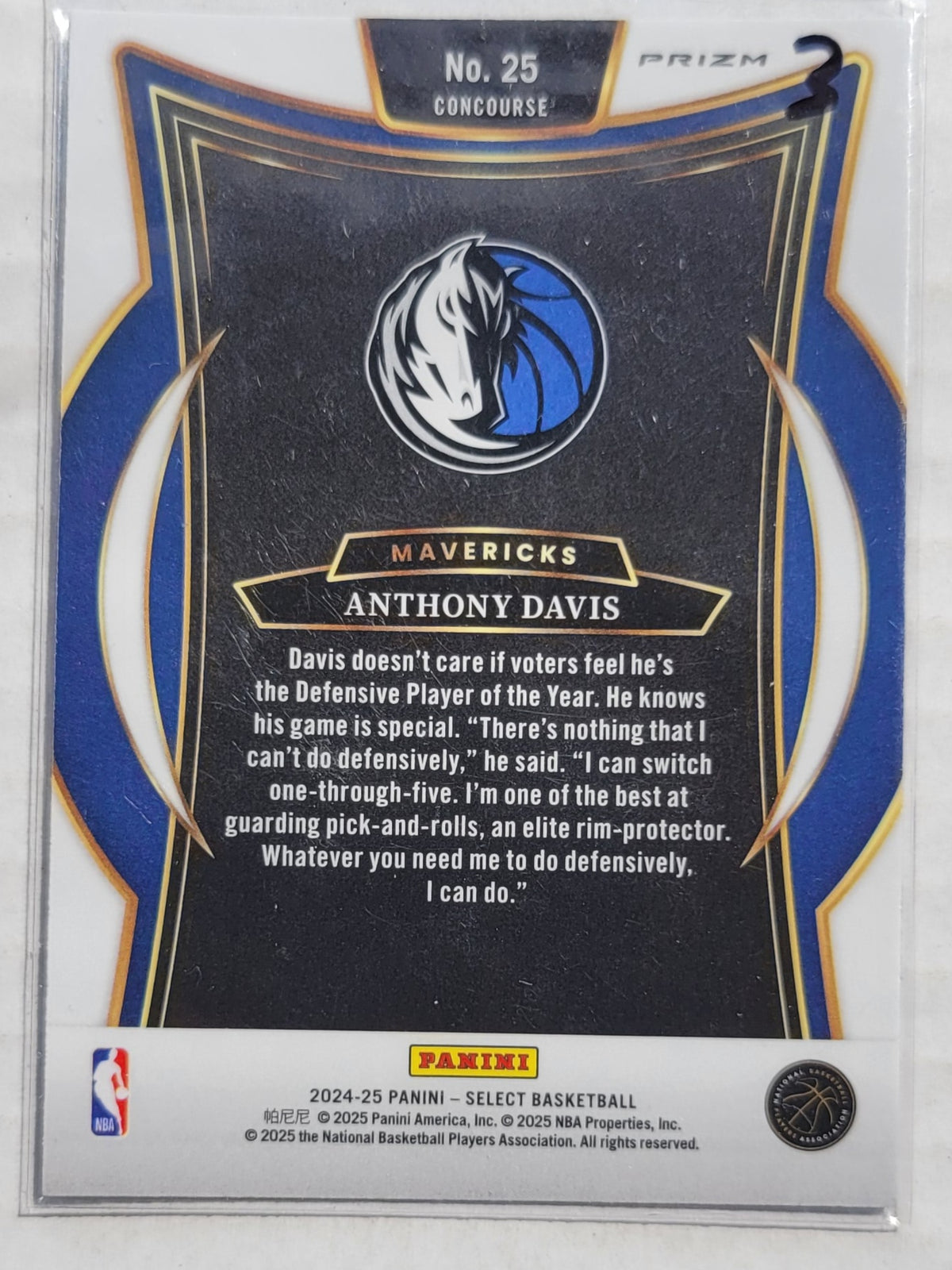Anthony Davis - 2024-25 Select Blue Prizms #25