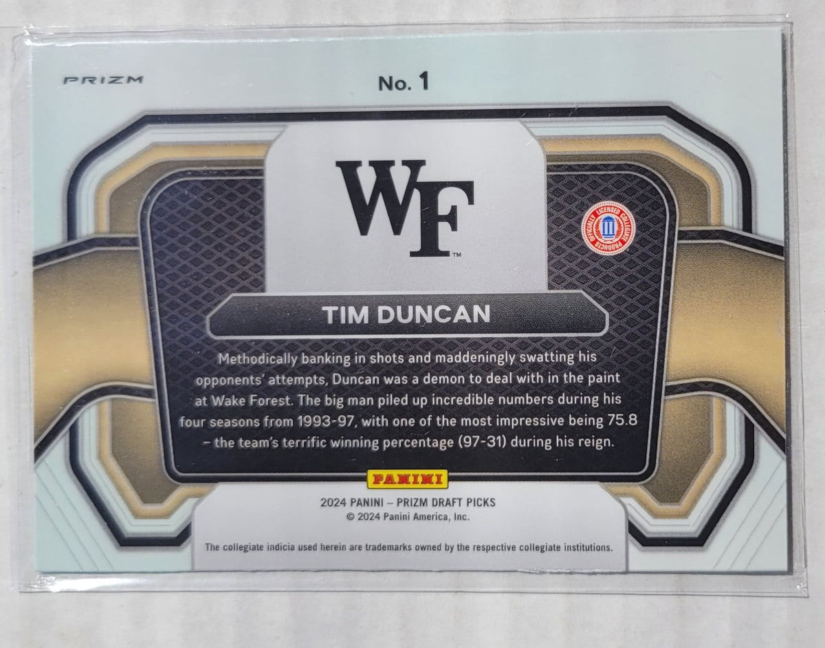 Tim Duncan - 2024-25 Panini Prizm Draft Picks Campus Legends Prizms Silver #1
