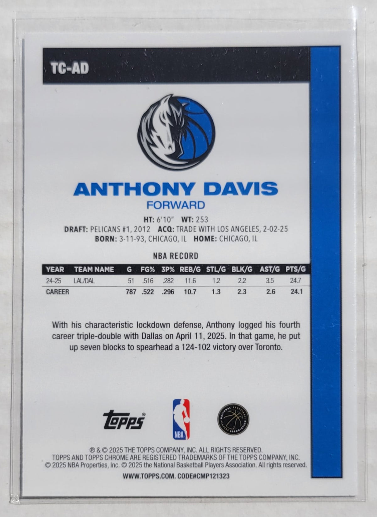 Anthony Davis - 2025-26 Topps '80-81 Topps Chrome #TCAD