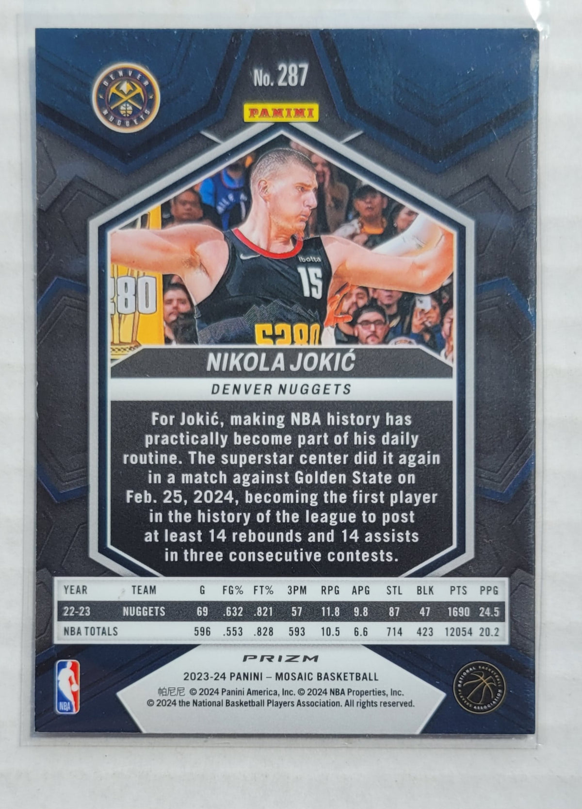 Nikola Jokic - 2023-24 Panini Mosaic Silver #287 City Edition