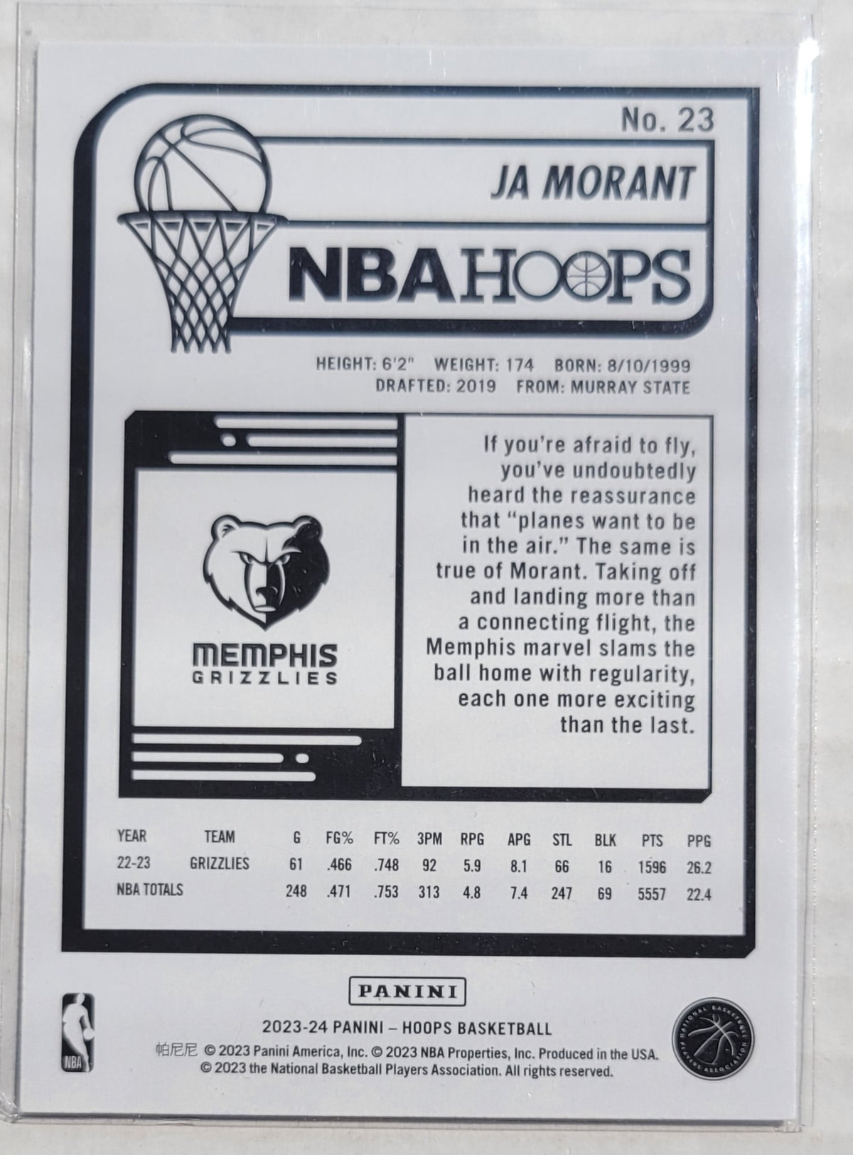 Ja Morant - 2023-24 Hoops Purple #23