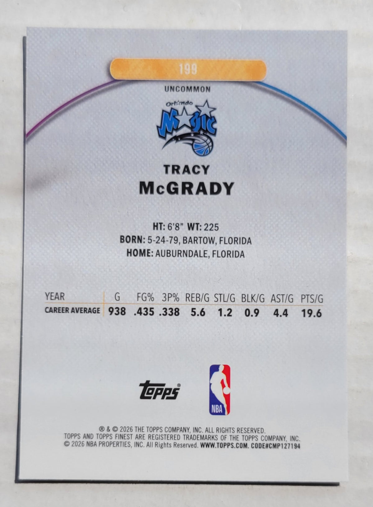 Tracy McGrady - 2025-26 Finest X-Fractors #199 U