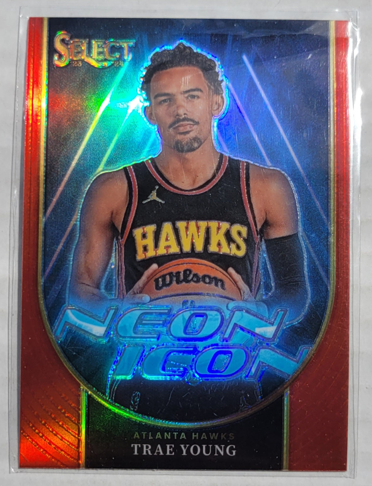Trae Young - 2023-24 Select Neon Icon Red Prizms #18