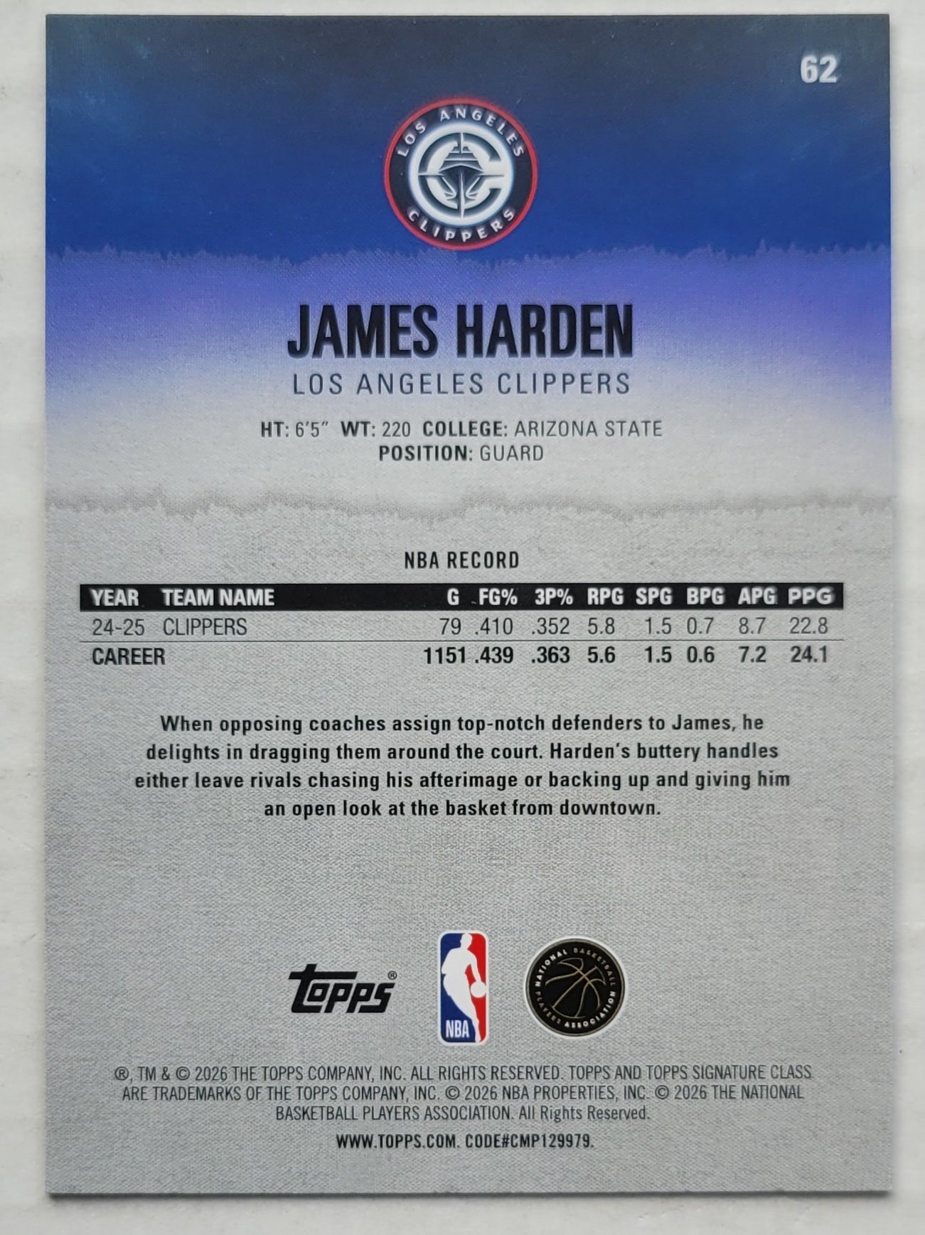 James Harden - 2025-26 Topps Signature Class #62