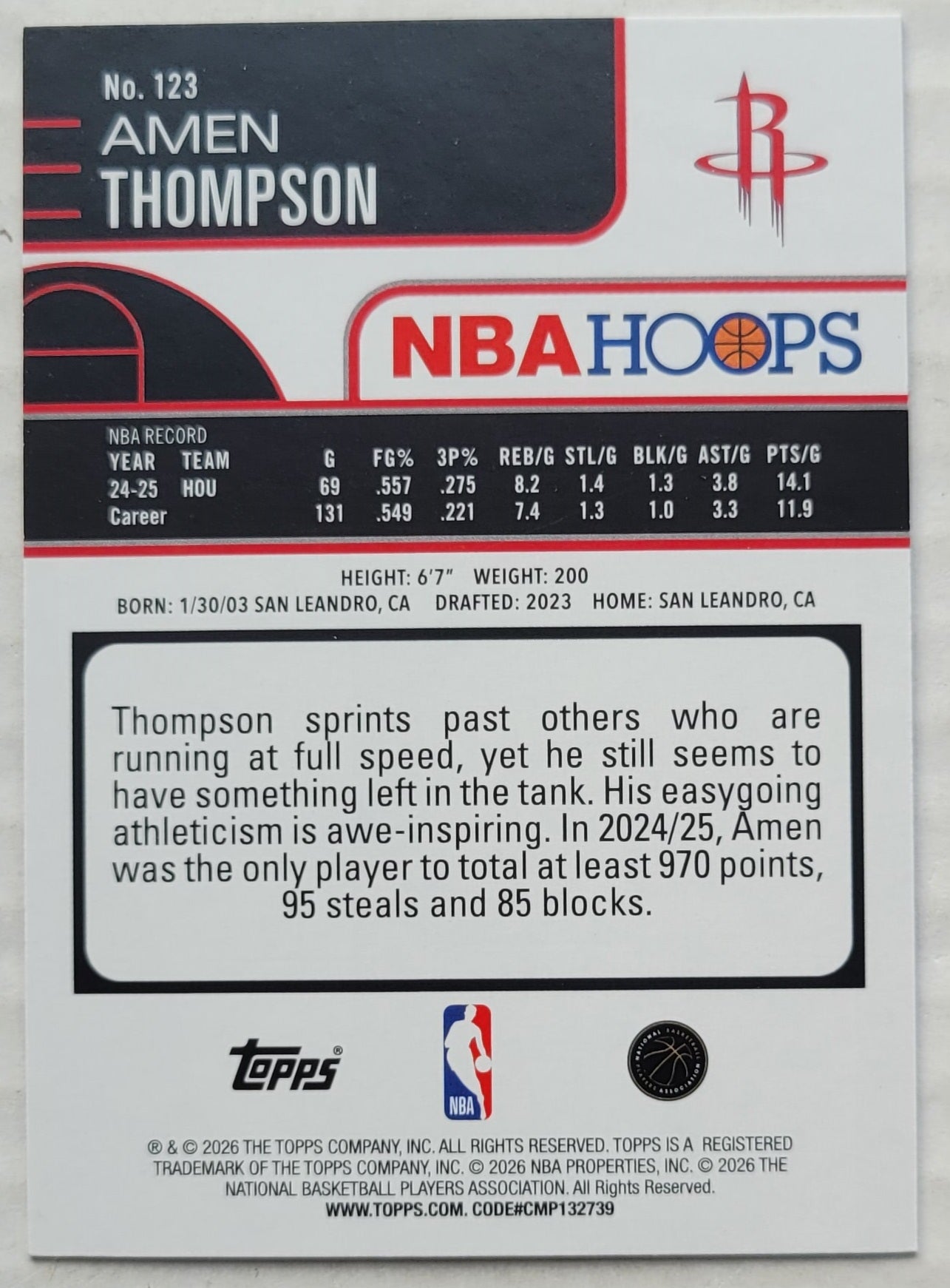 Amen Thompson - 2025-26 Hoops #123