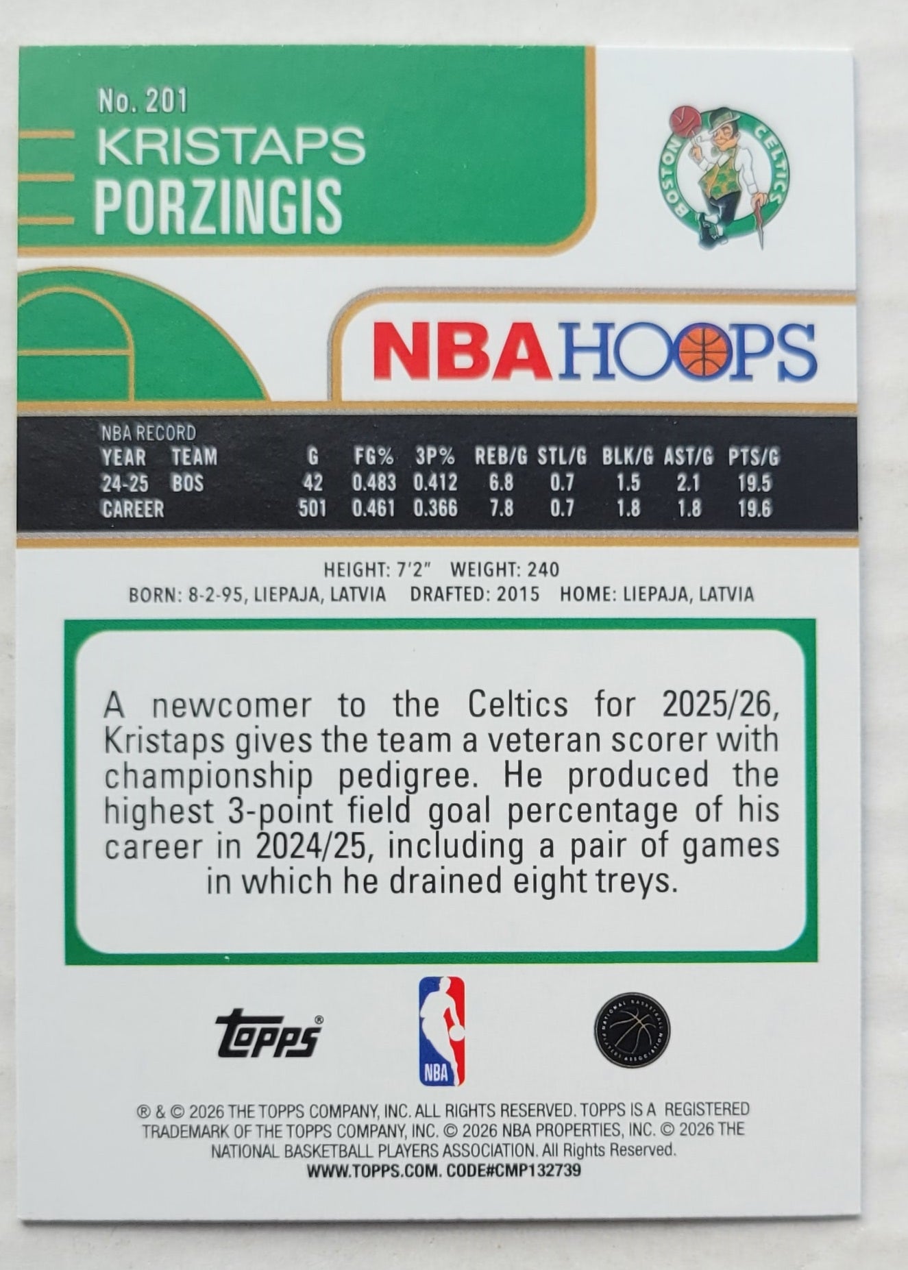 Kristaps Porzingis - 2025-26 Hoops #201
